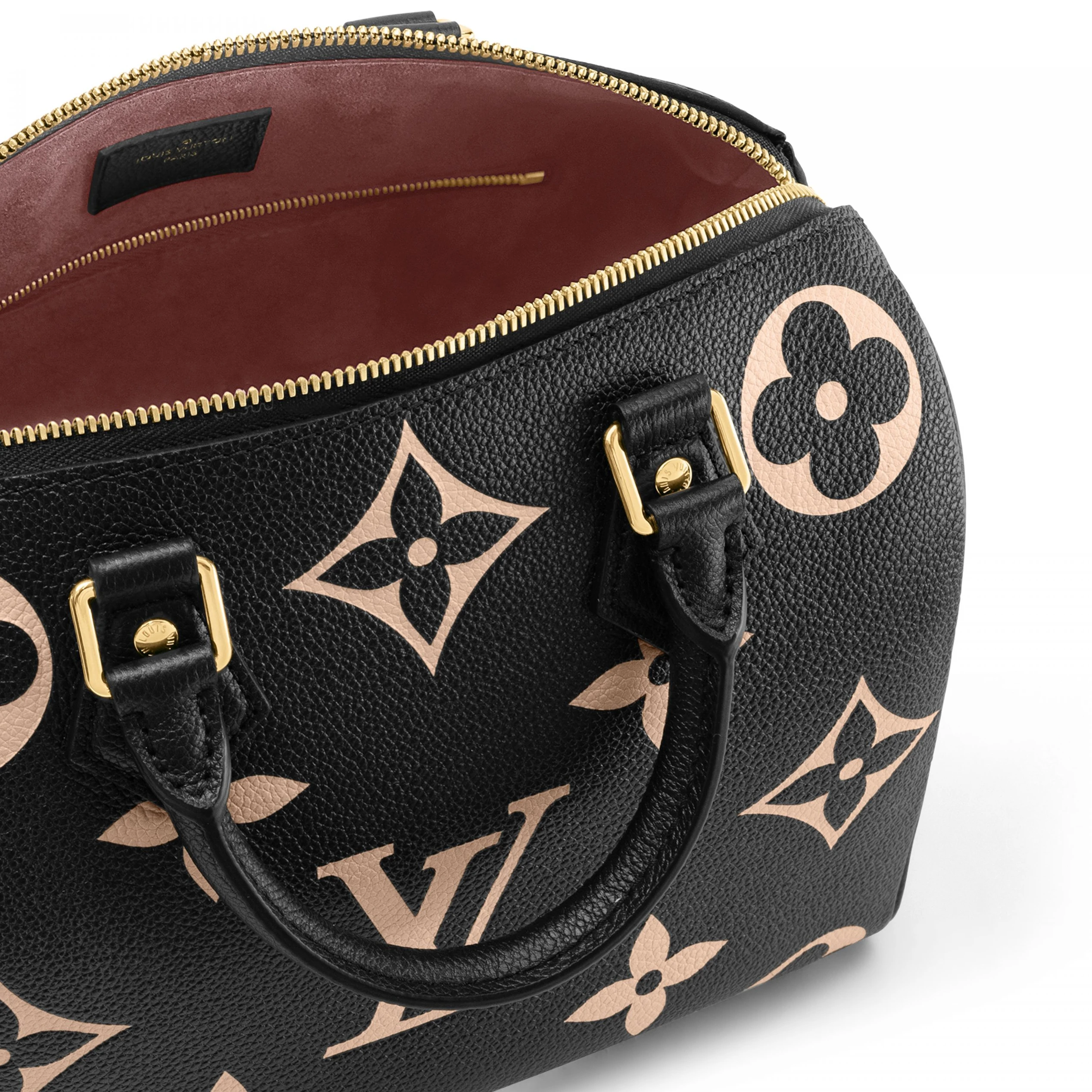 Louis vuitton locations Louis Vuitton M58947 Speedy Bandoulière 25 Bicolor Monogram Empreinte Leather Black Beige