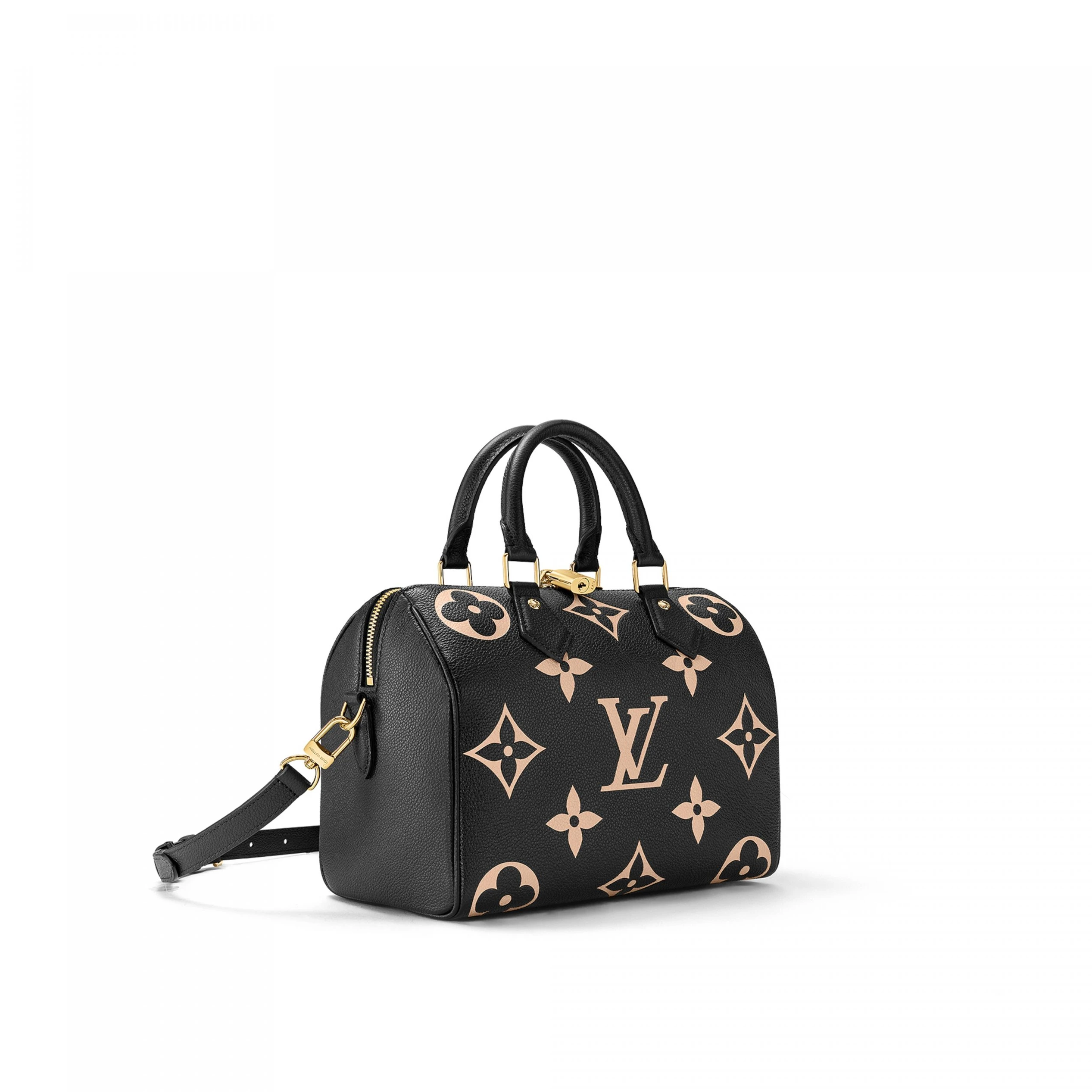 Louis vuitton locations Louis Vuitton M58947 Speedy Bandoulière 25 Bicolor Monogram Empreinte Leather Black Beige