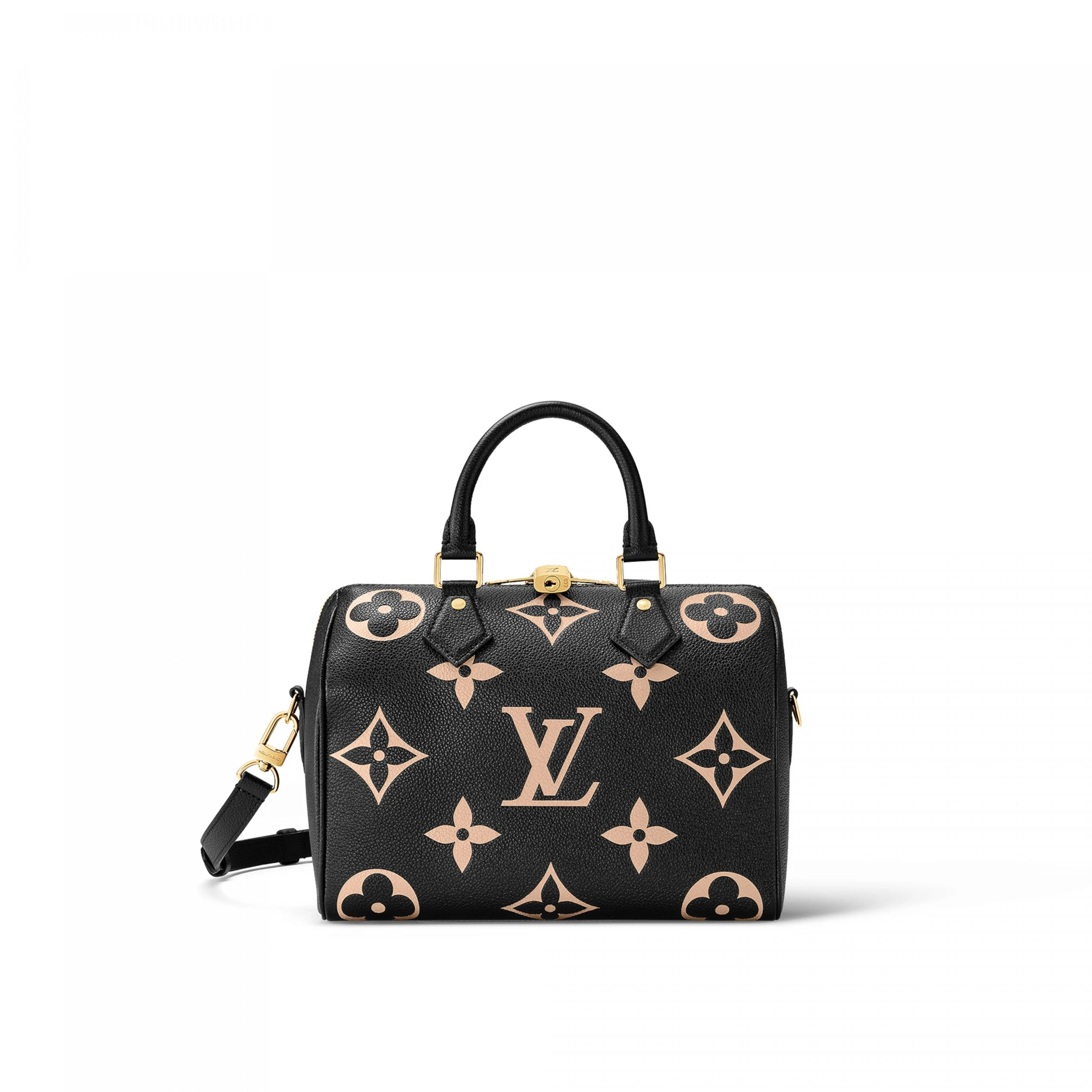 Louis Vuitton M58947 Speedy Bandoulière 25 Bicolor Monogram Empreinte Leather Black Beige