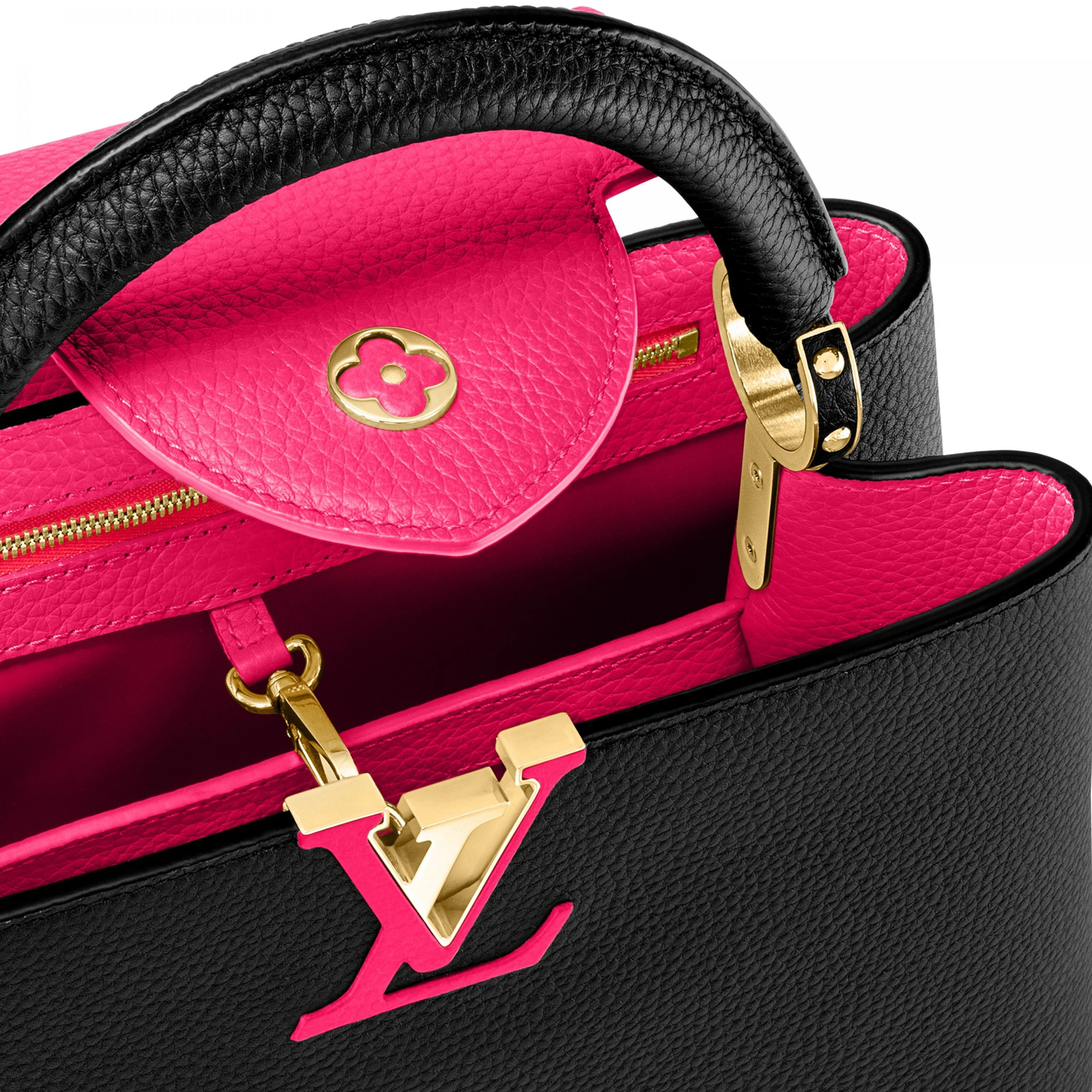 Replica bags lv Louis Vuitton M59882 Capucines MM Black Rose Berlingot