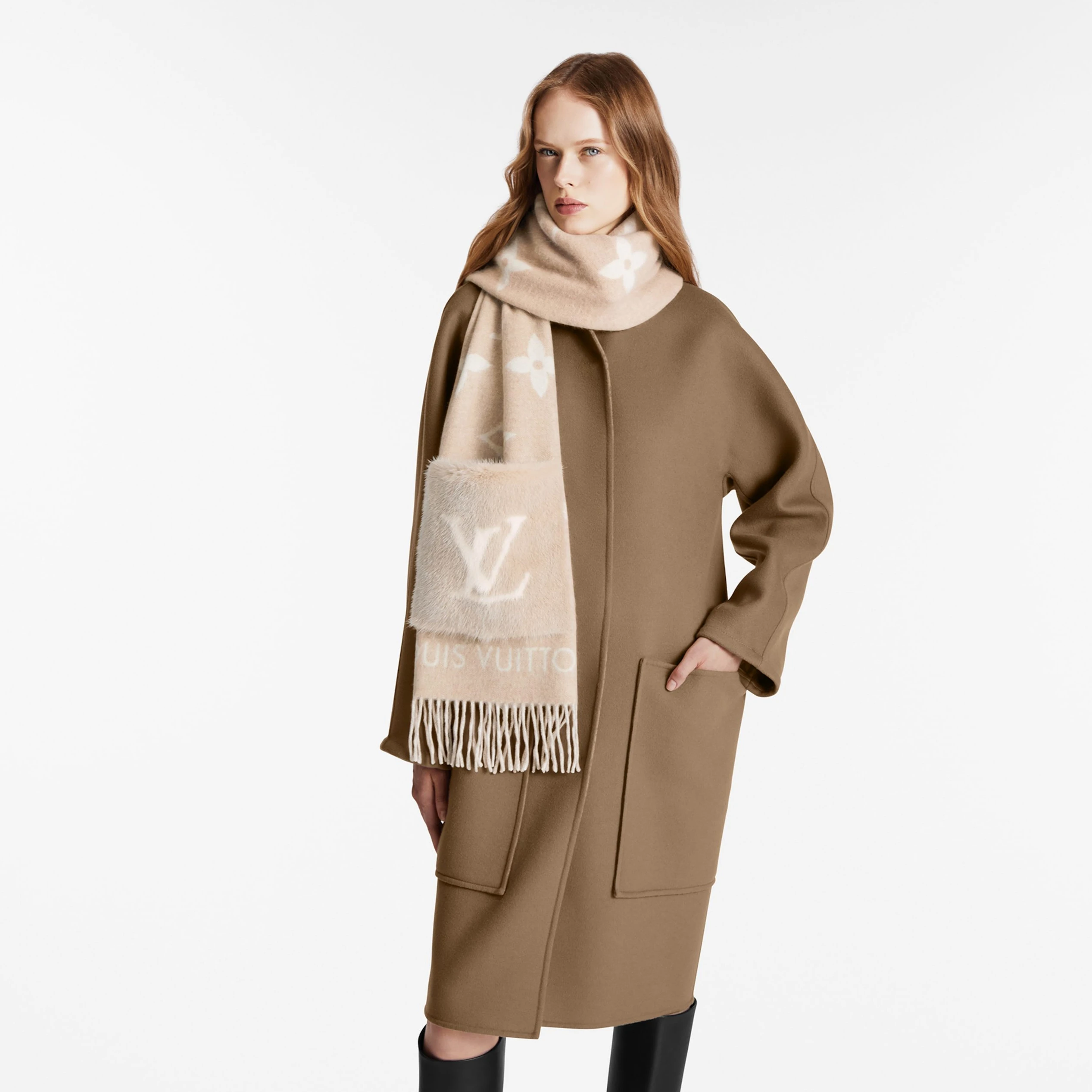 Top lv Louis Vuitton M74354 Cold Reykjavik Beige Scarf