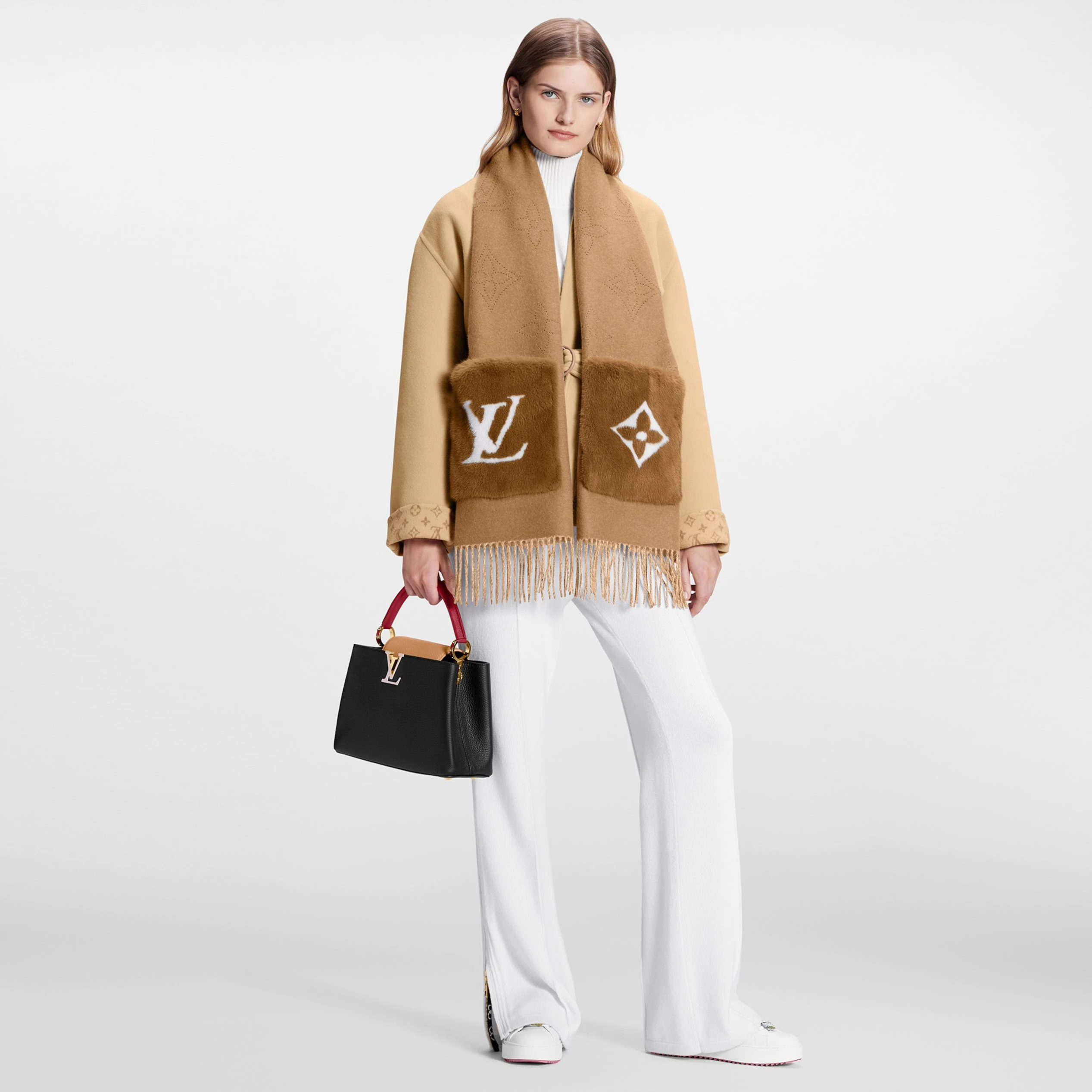 Mythick.ru Louis Vuitton M77736 LV Cosy Mink Fur Collection Beige Scarf