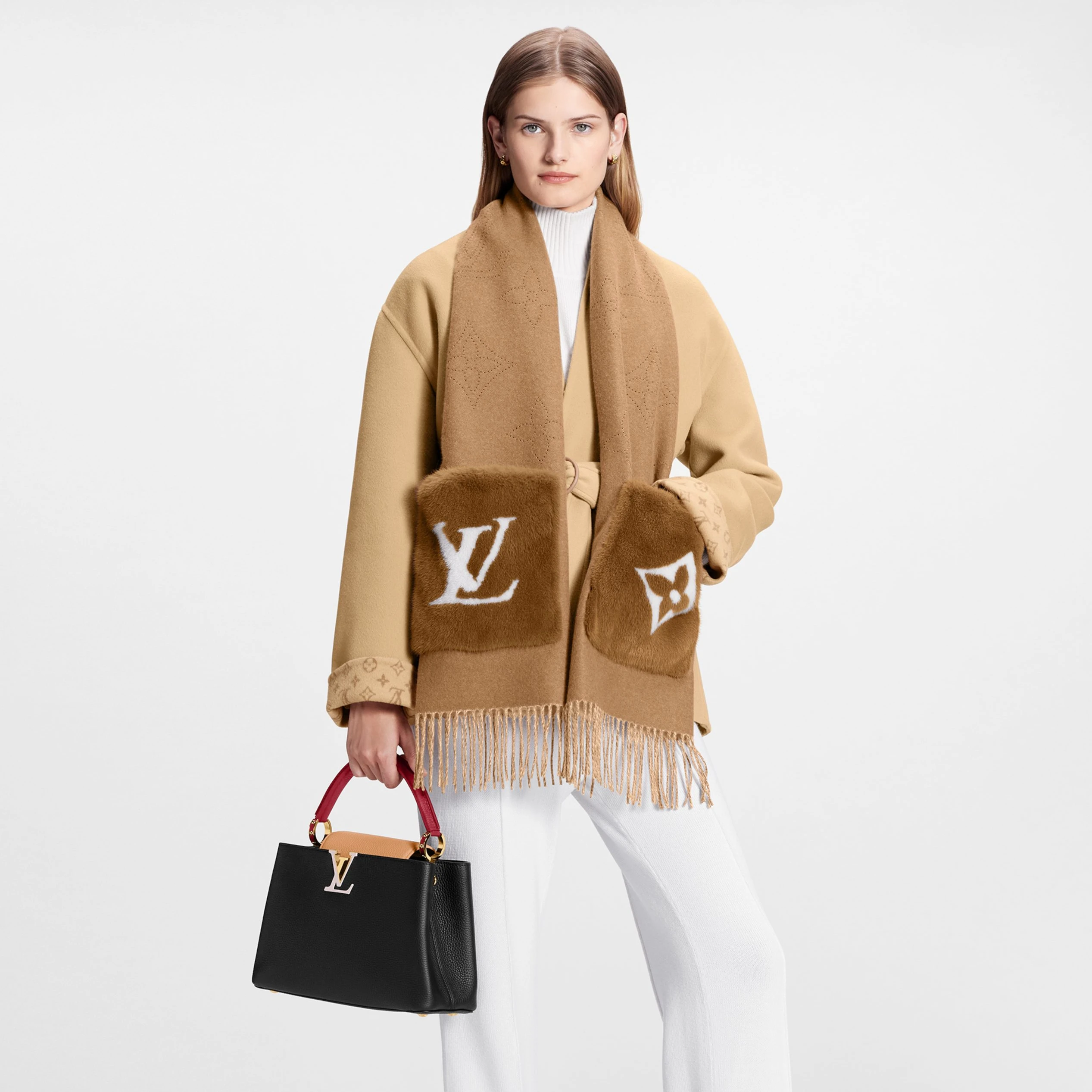 Mythick.ru Louis Vuitton M77736 LV Cosy Mink Fur Collection Beige Scarf