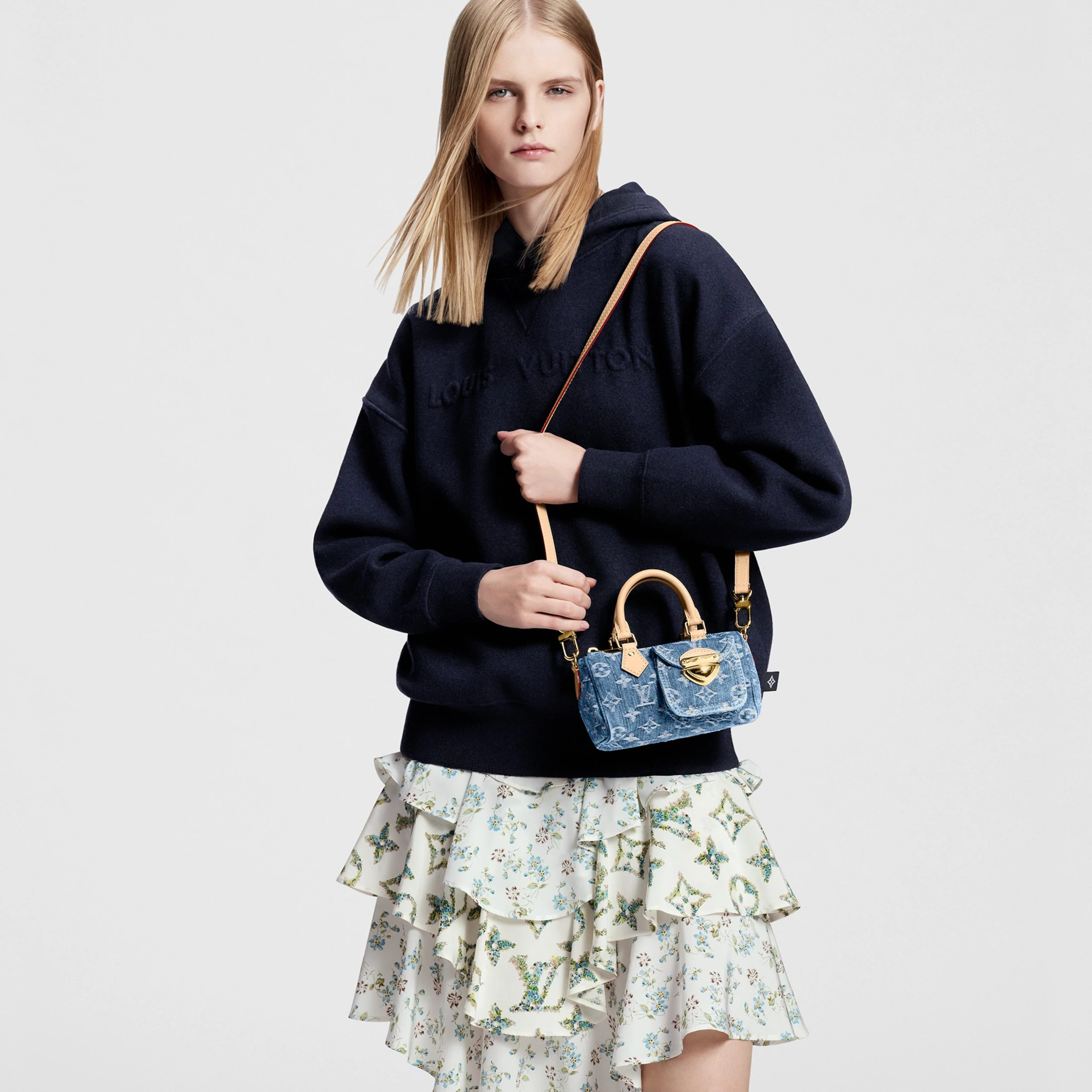 Replica bags lv Louis Vuitton M82950 Nano Speedy Denim Blue