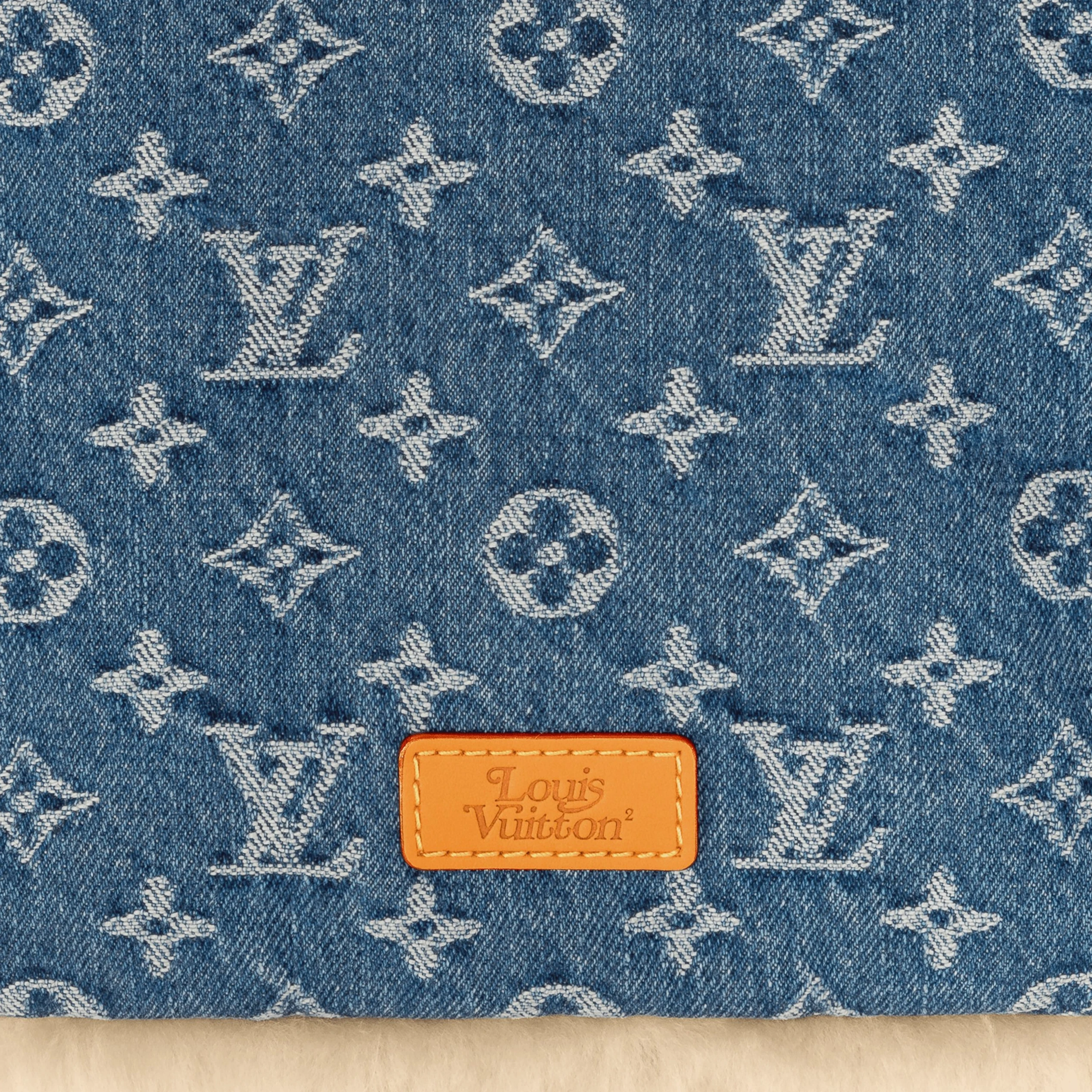Replica bags lv Louis Vuitton MP2703 Blue Shearling Denim Scarf