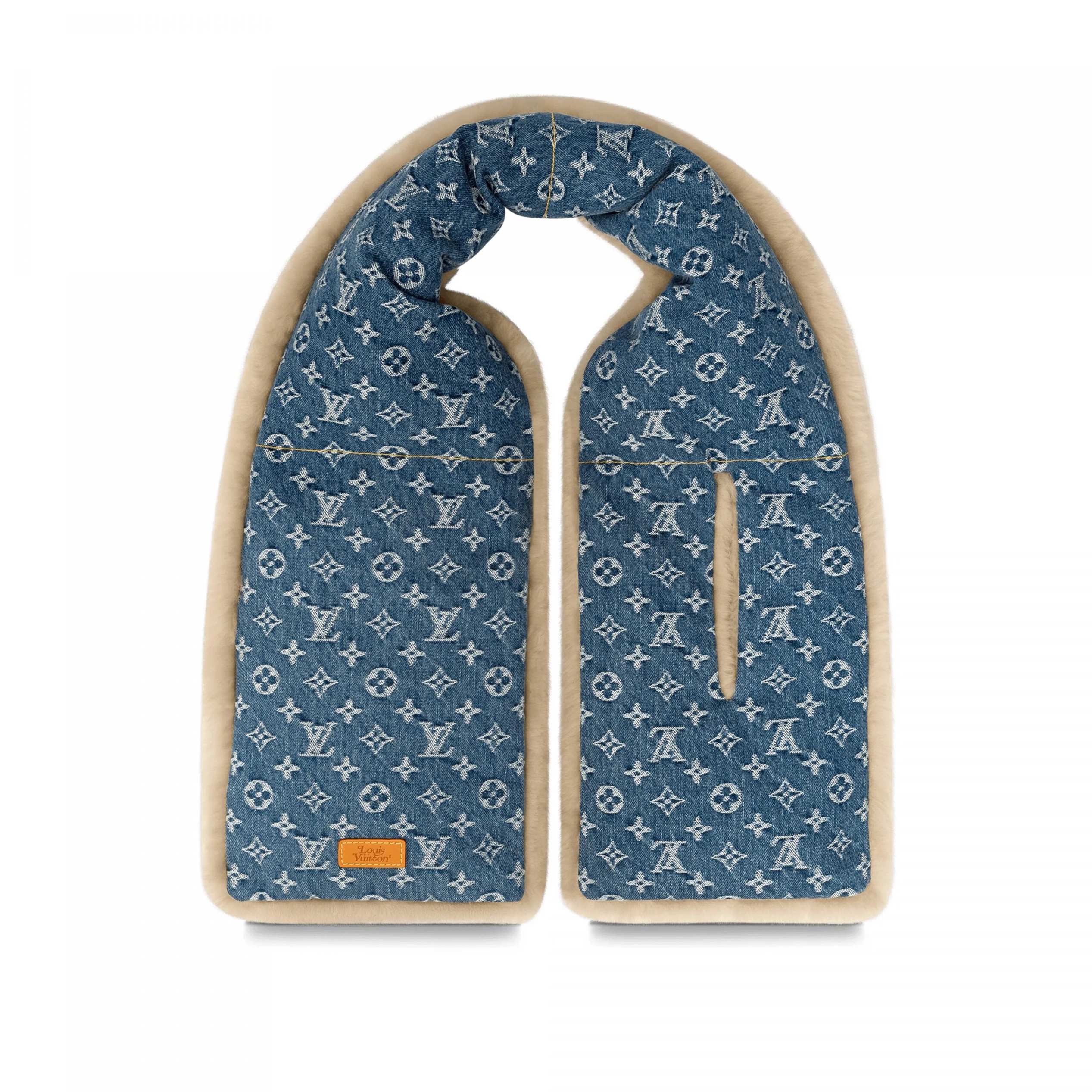 Replica bags lv Louis Vuitton MP2703 Blue Shearling Denim Scarf