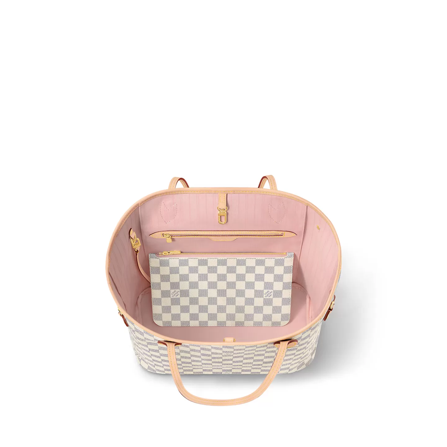 Louis vuitton locations Louis Vuitton N40603 Neverfull MM Rose Ballerine Damier Azur Canvas