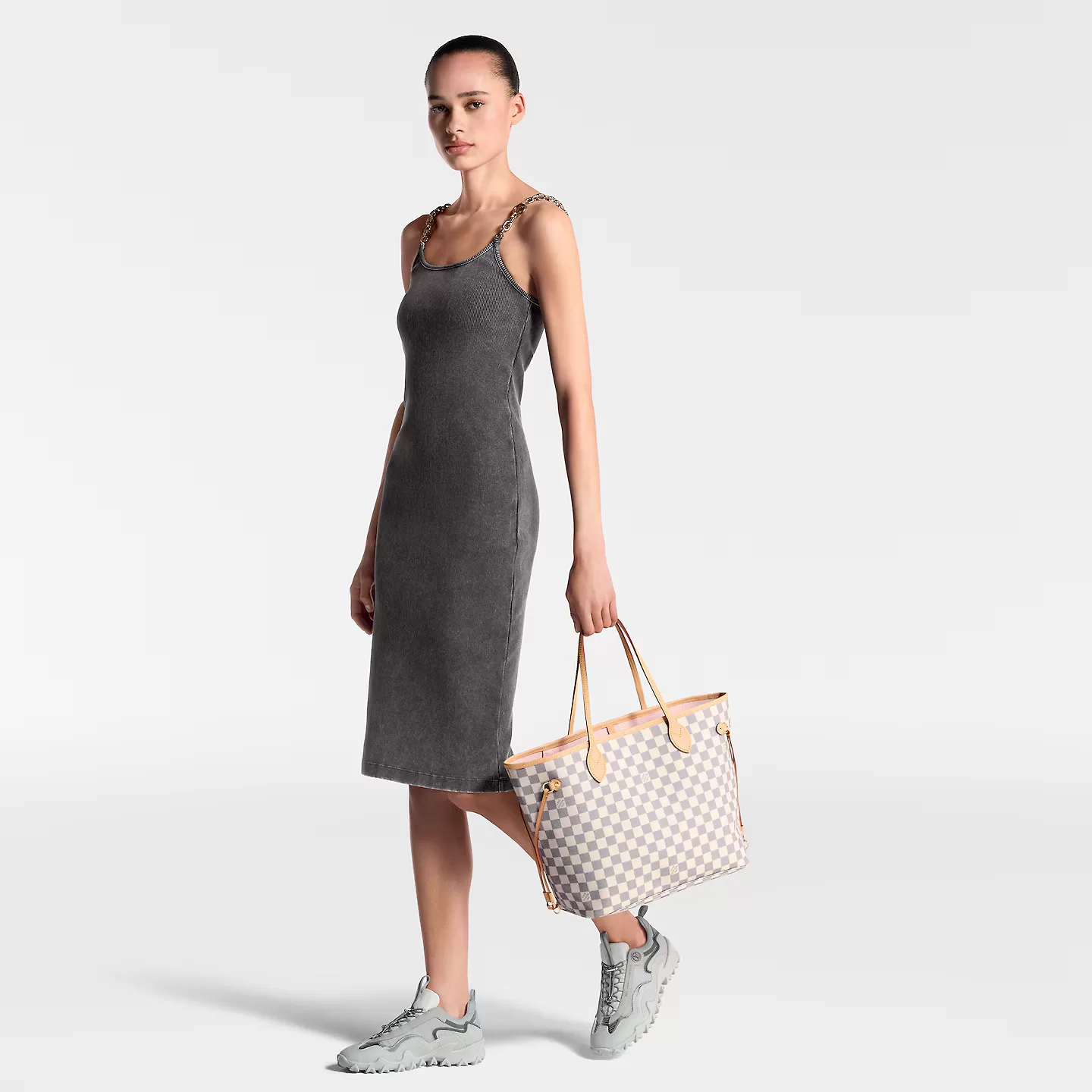 Louis vuitton locations Louis Vuitton N40603 Neverfull MM Rose Ballerine Damier Azur Canvas