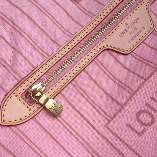 Top lv Louis Vuitton N41050 Neverfull MM Shoulder Bag Damier Azur Canvas