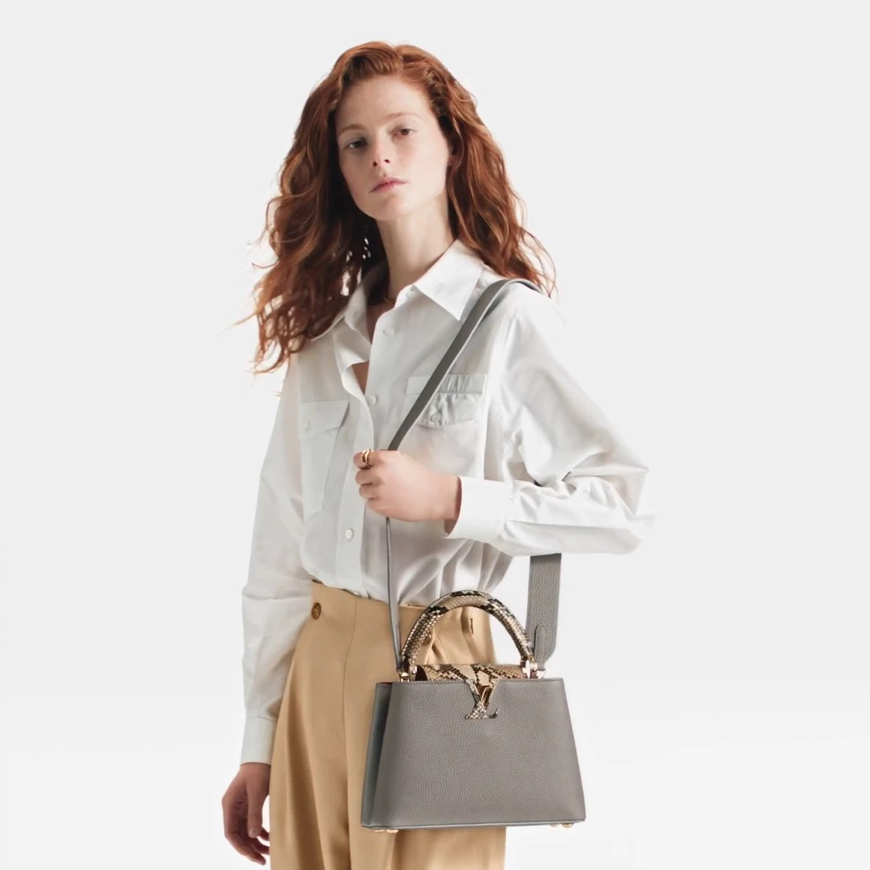 Louis vuitton locations Louis Vuitton N82068 Capucines BB Steeple Gray