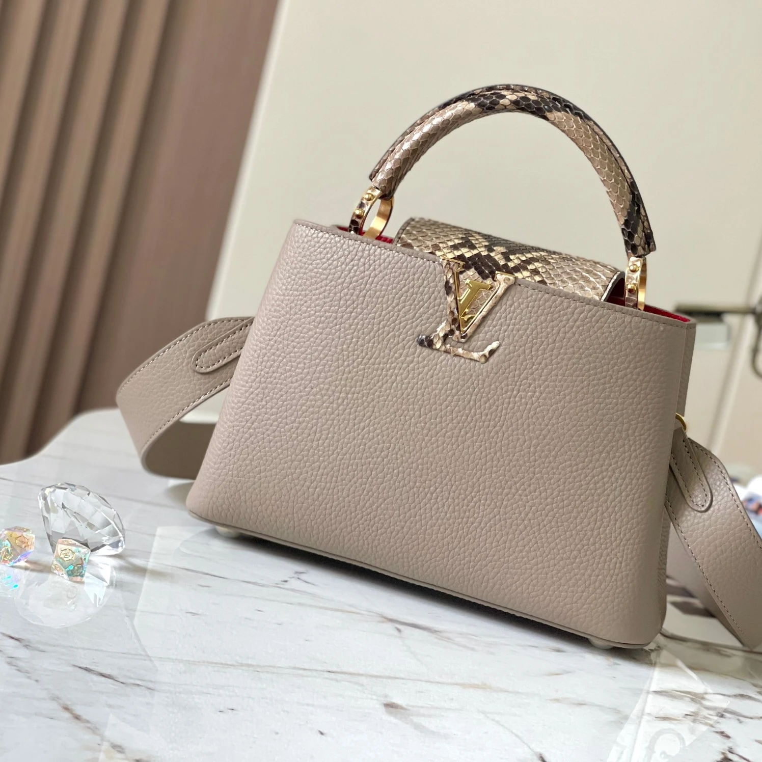 Louis vuitton locations Louis Vuitton N82068 Capucines BB Steeple Gray