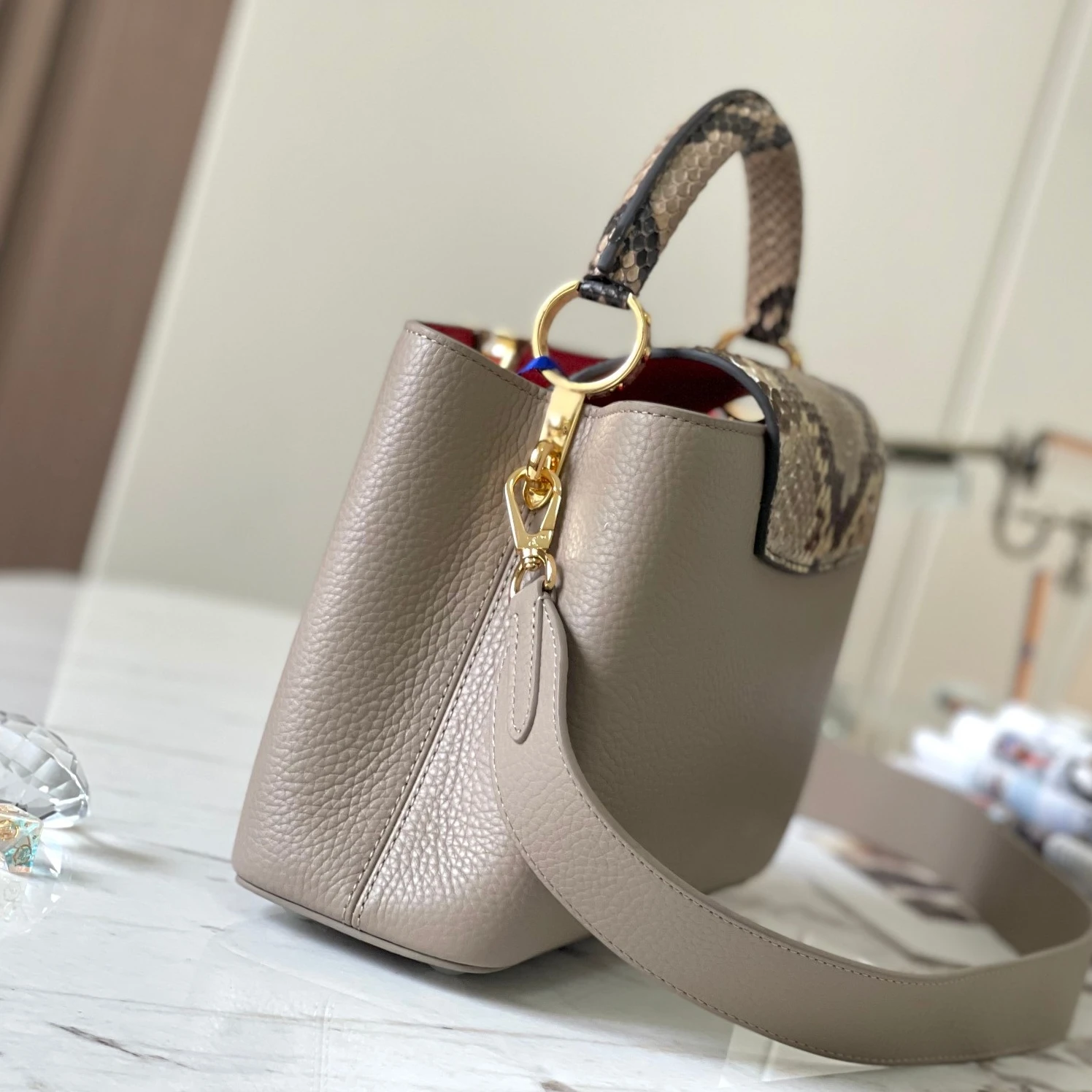 Louis vuitton locations Louis Vuitton N82068 Capucines BB Steeple Gray
