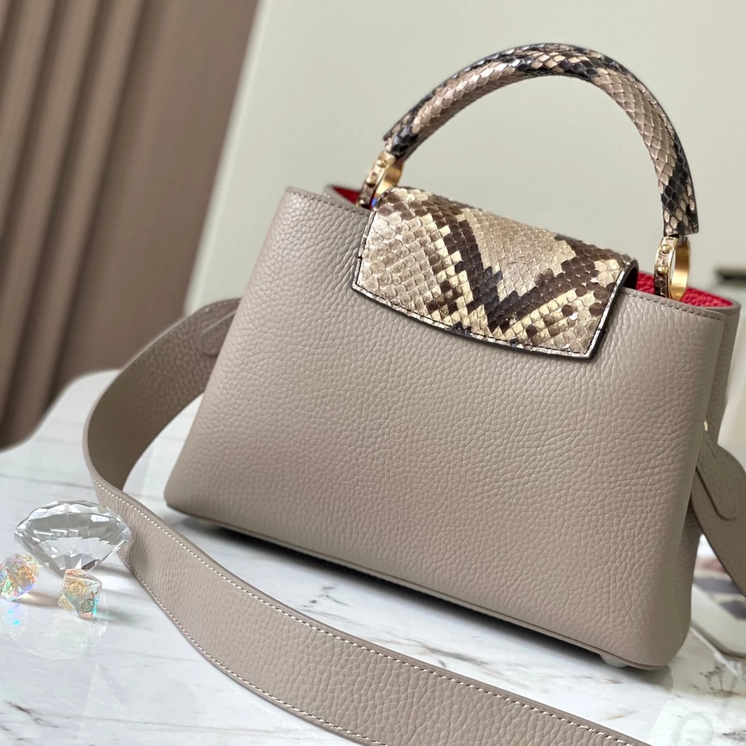 Louis vuitton locations Louis Vuitton N82068 Capucines BB Steeple Gray