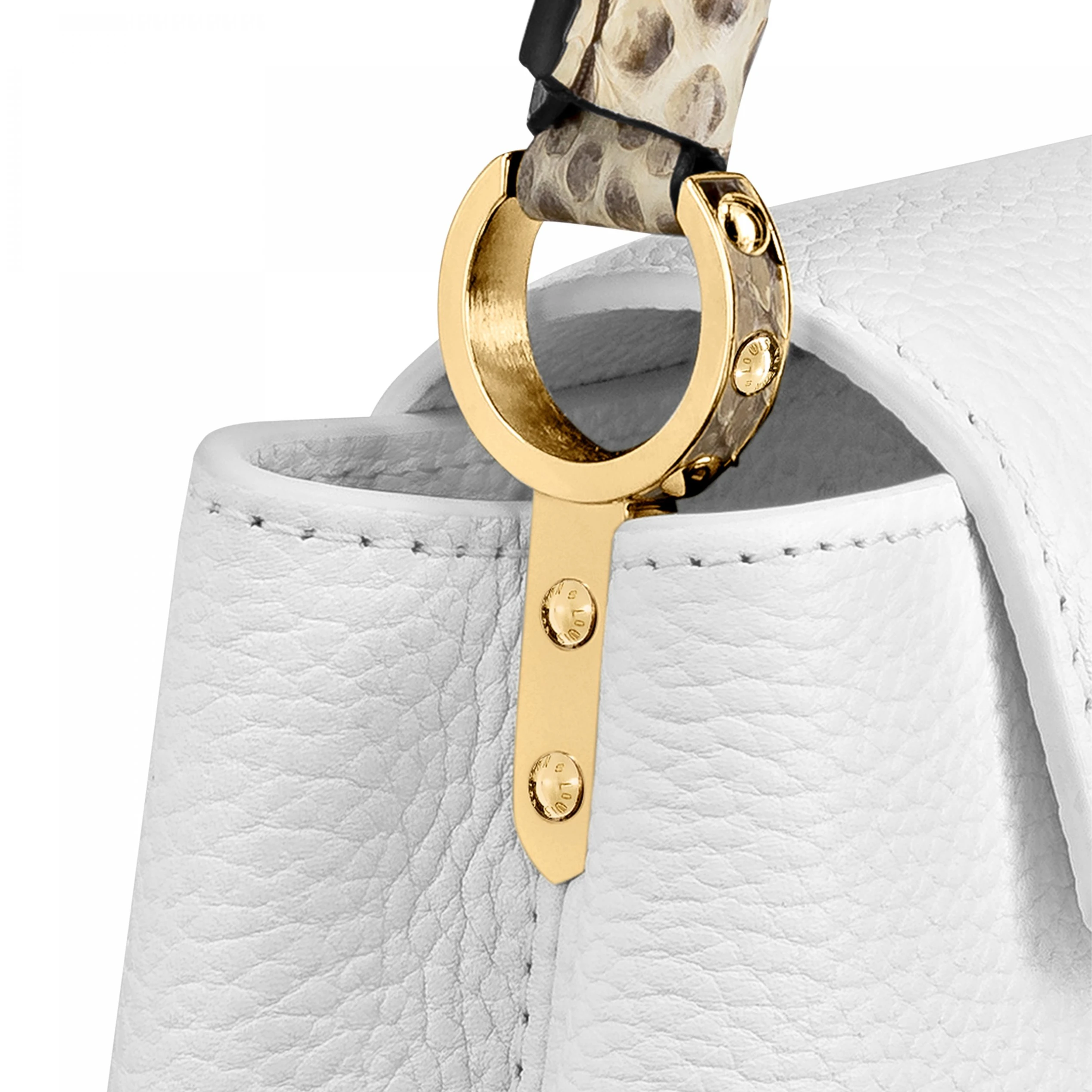 Replica bags lv Louis Vuitton N98477 Capucines Mini Python Snow White