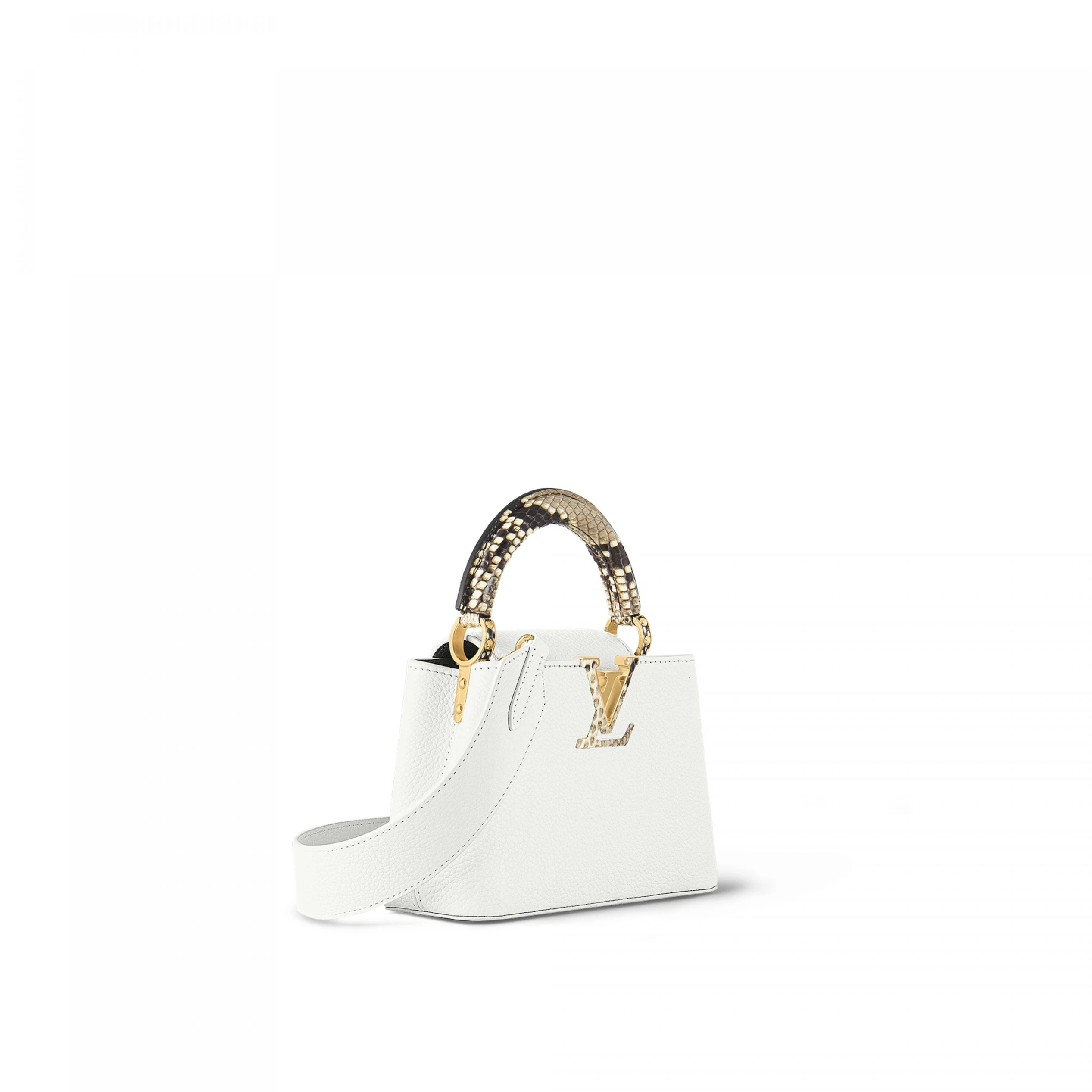 Replica bags lv Louis Vuitton N98477 Capucines Mini Python Snow White
