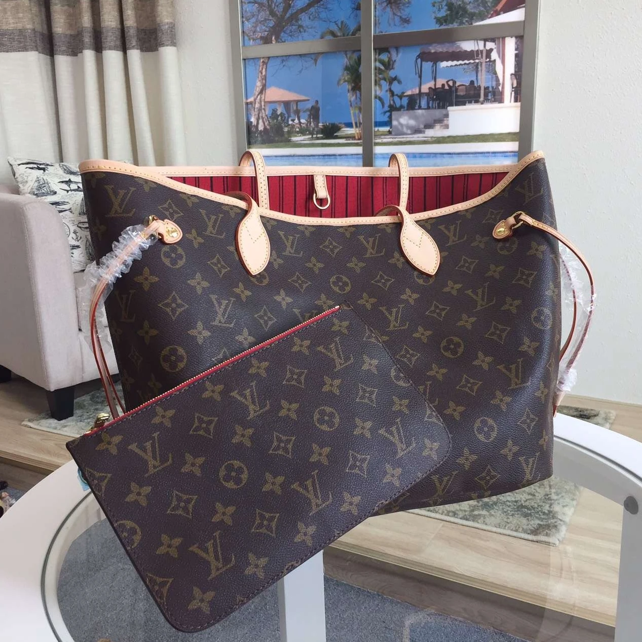 Top lv Louis Vuitton Neverfull MM Bag Monogram Canvas M40996