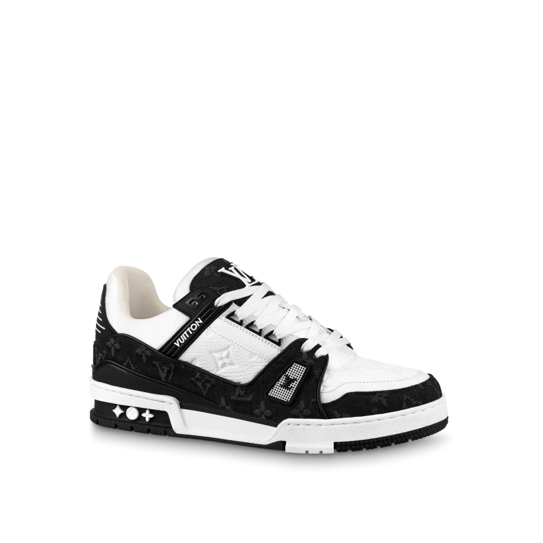 Louis Vuitton Trainer Sneaker Monogram Denim White Black 1A9JGF