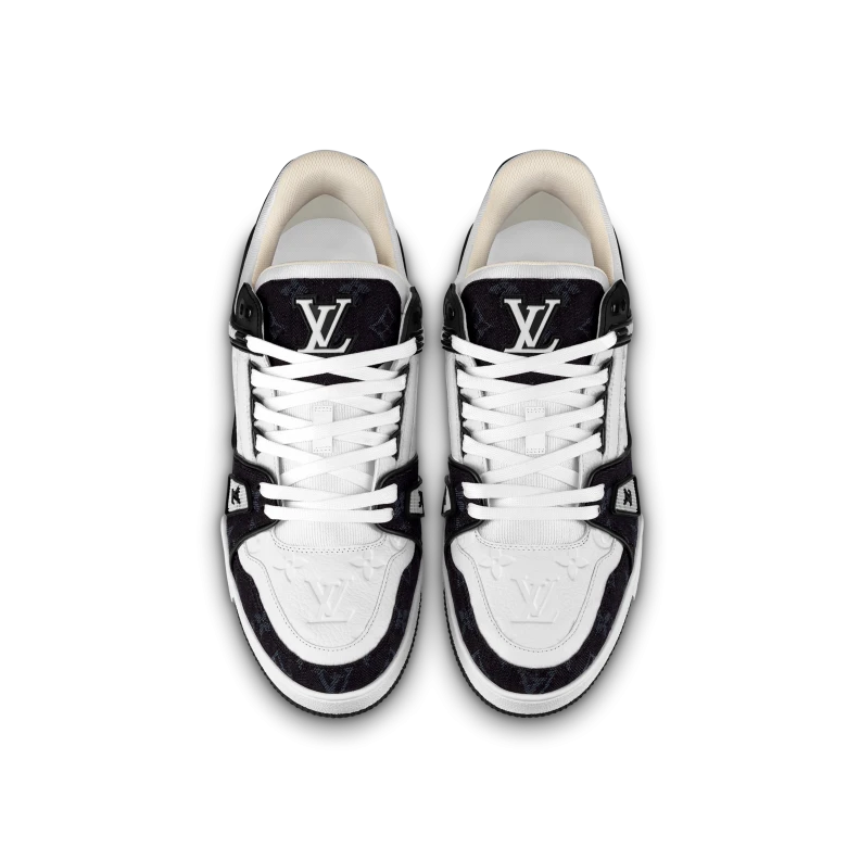 Replica bags lv Louis Vuitton Trainer Sneaker Monogram Denim White Black 1A9JGF