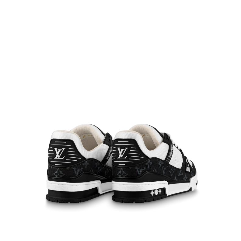 Replica bags lv Louis Vuitton Trainer Sneaker Monogram Denim White Black 1A9JGF