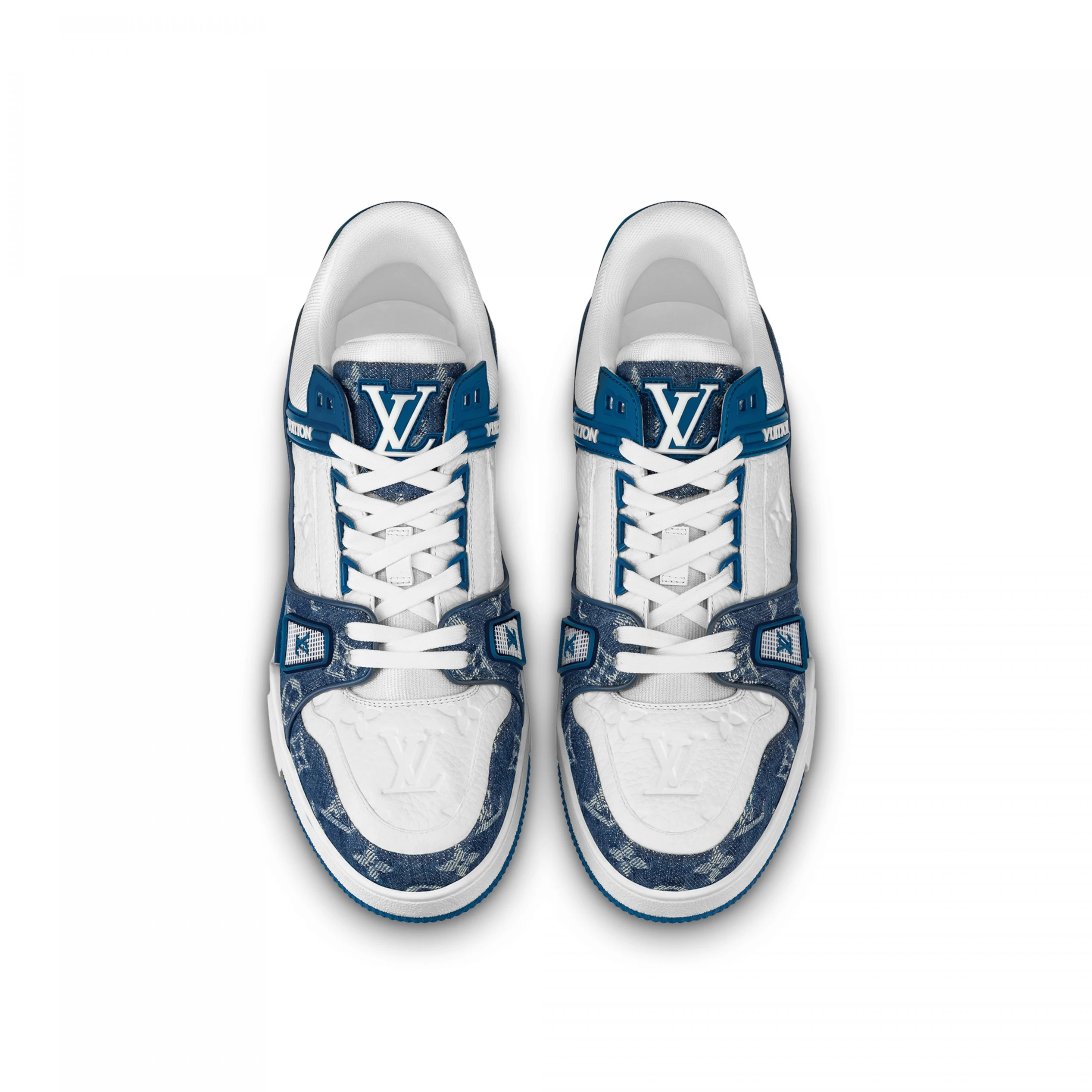 Lv belts replica Louis Vuitton Trainer Sneaker Monogram Denim White Blue 1A9JH1