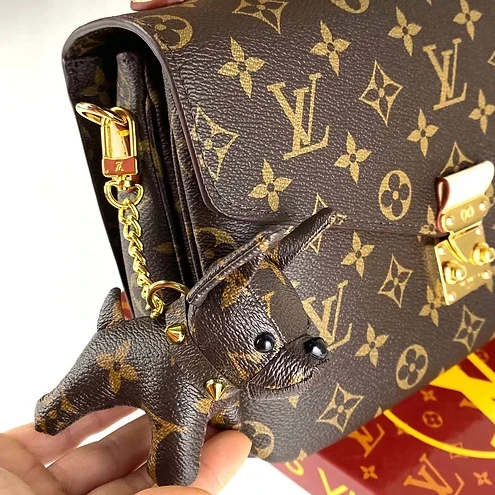 Replica bags lv Louis Vuitton Dog Charm Keychain