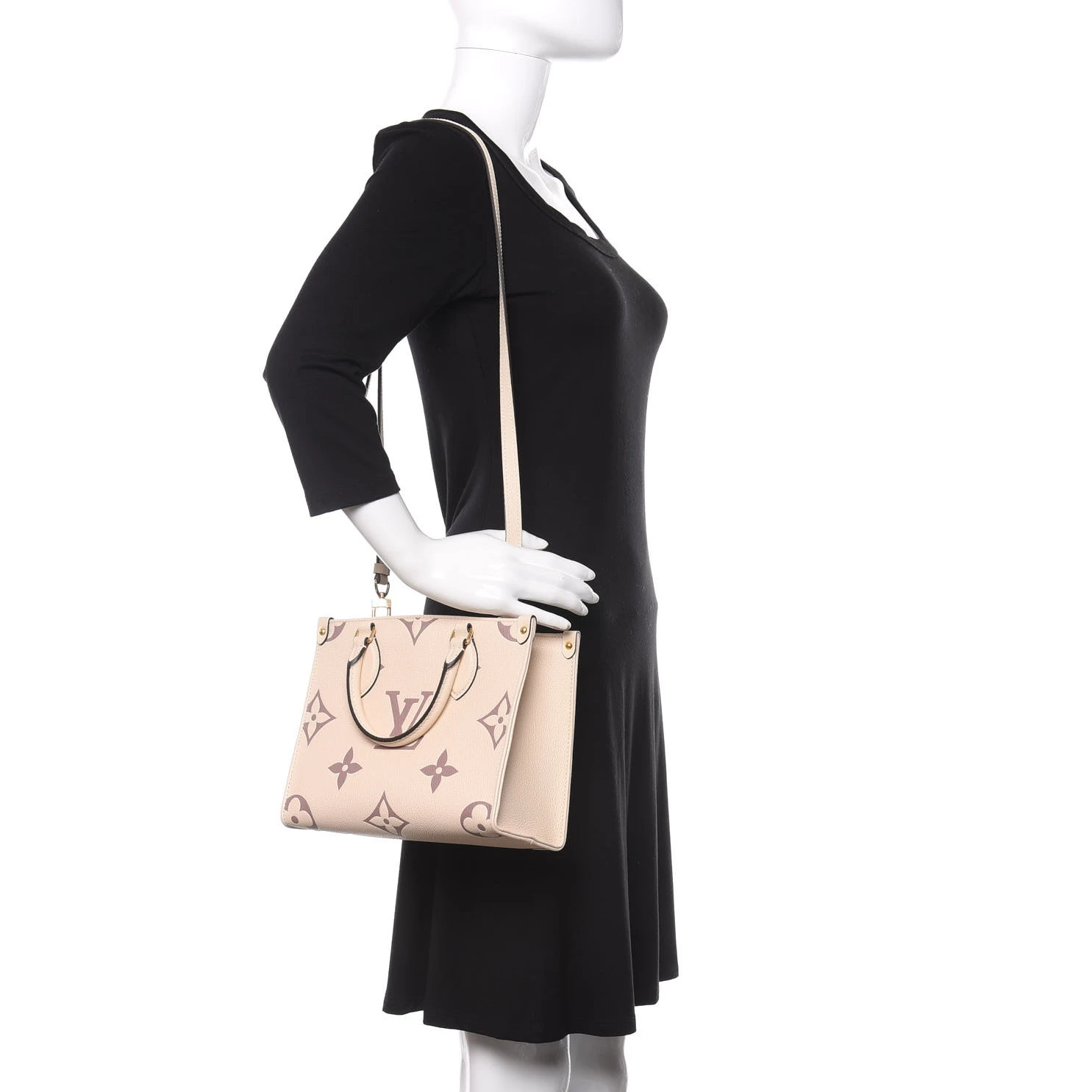 Replica bags Louis Vuitton Empreinte Monogram Giant Onthego PM M45654 Creme Bois De Rose