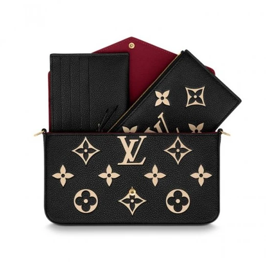 Mythick Louis Vuitton Félicie Pochette Gray M69977 Black M80482