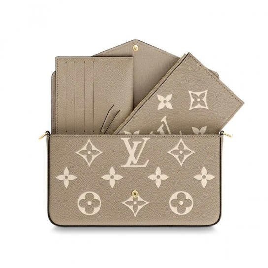 Mythick Louis Vuitton Félicie Pochette Gray M69977 Black M80482
