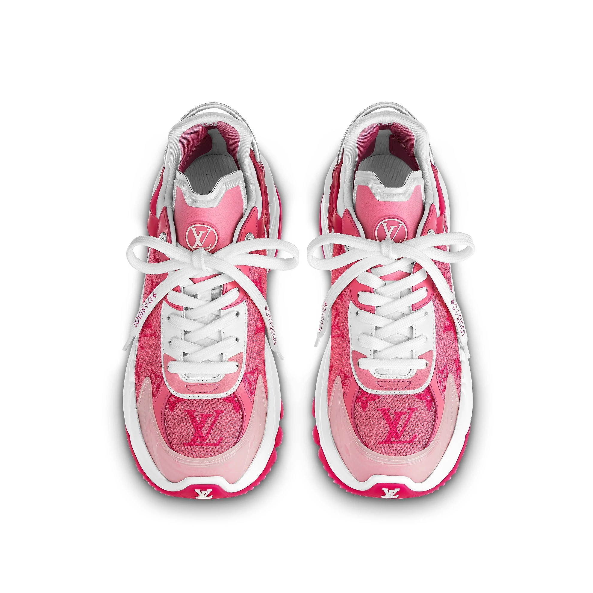 Top lv Louis Vuitton LV Run 55 Sneaker Monogram Flowers Pink 1AB3C8