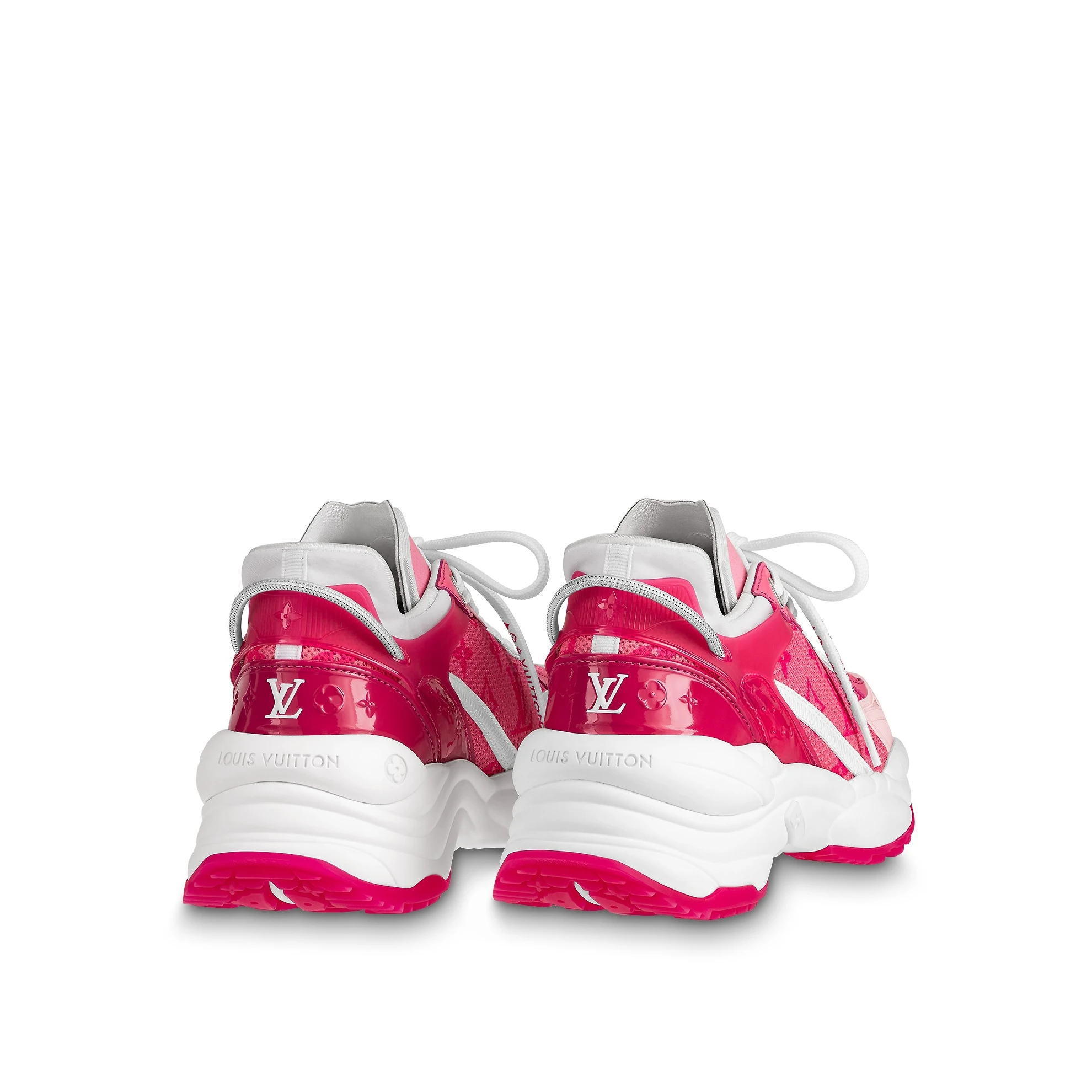 Top lv Louis Vuitton LV Run 55 Sneaker Monogram Flowers Pink 1AB3C8