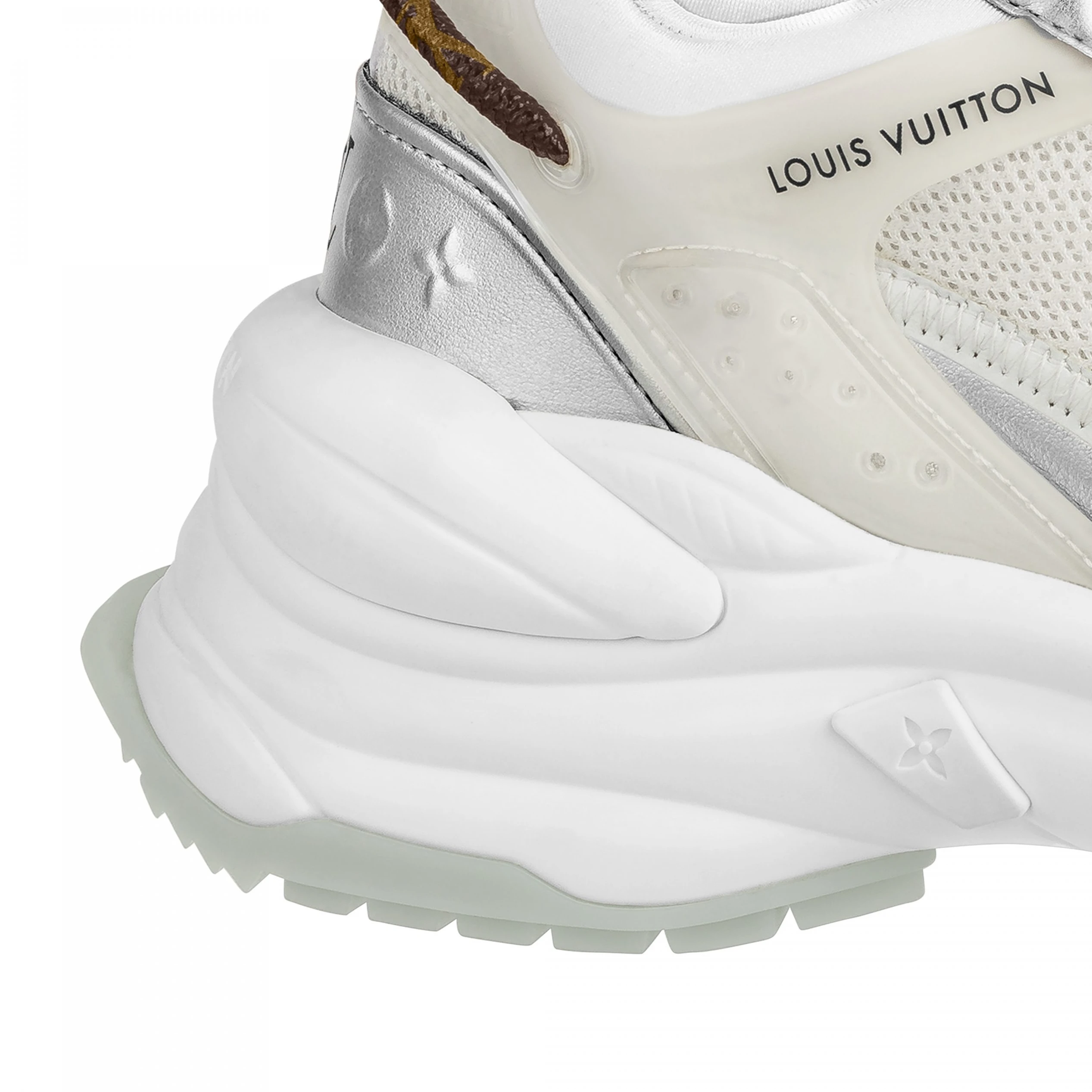 Replica bags Louis Vuitton LV Run 55 Sneaker Monogram Flowers Silver 1AAVGI