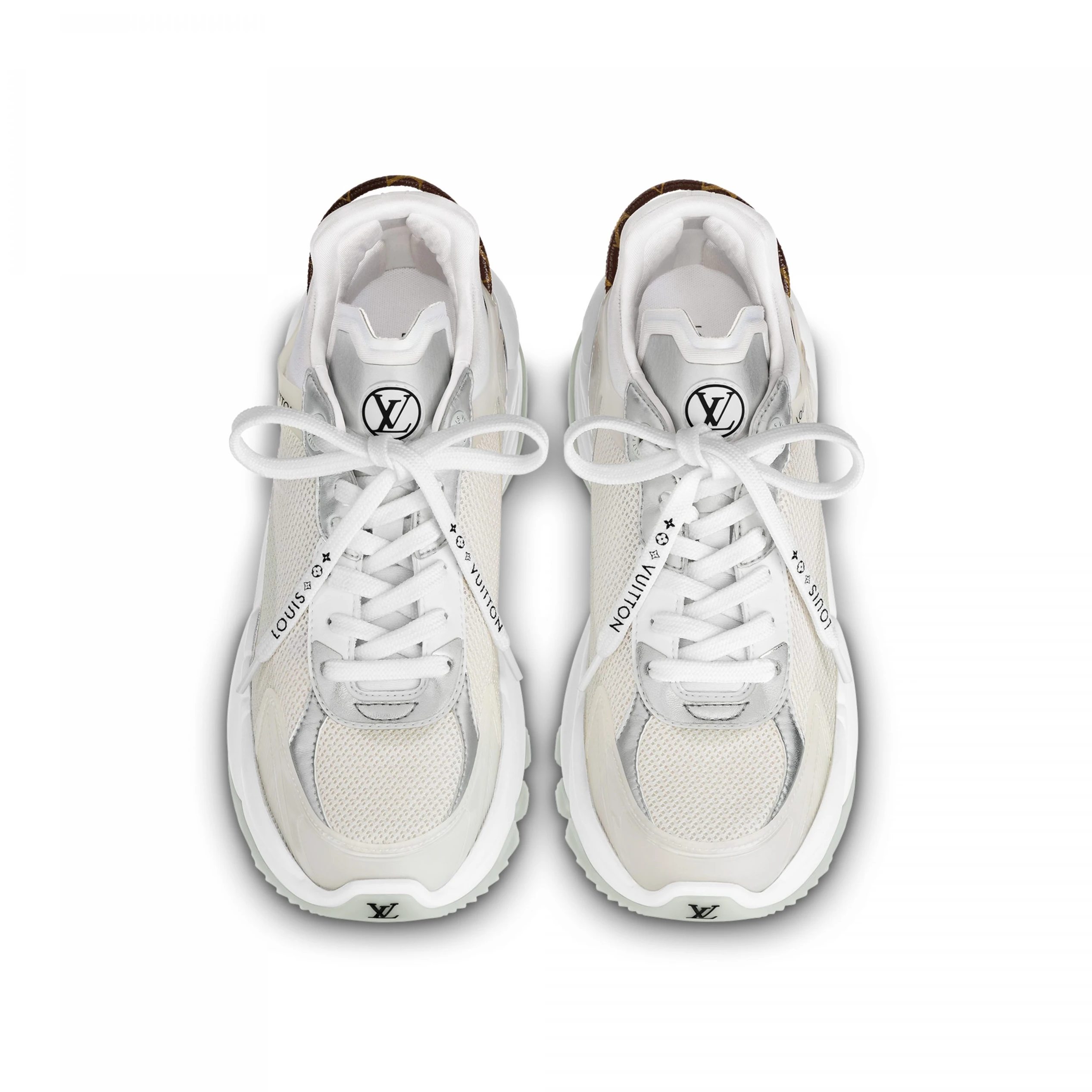 Replica bags Louis Vuitton LV Run 55 Sneaker Monogram Flowers Silver 1AAVGI
