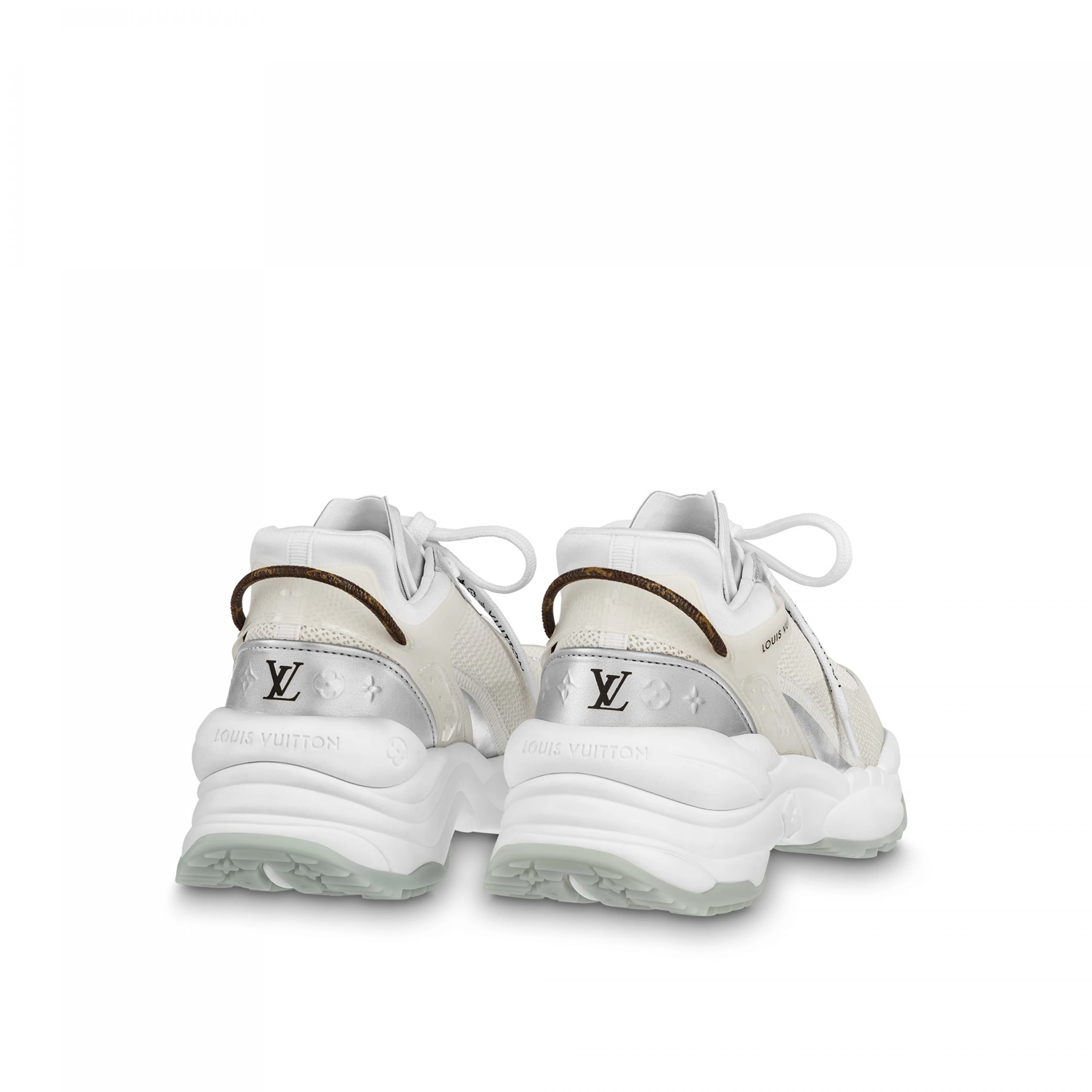 Replica bags Louis Vuitton LV Run 55 Sneaker Monogram Flowers Silver 1AAVGI