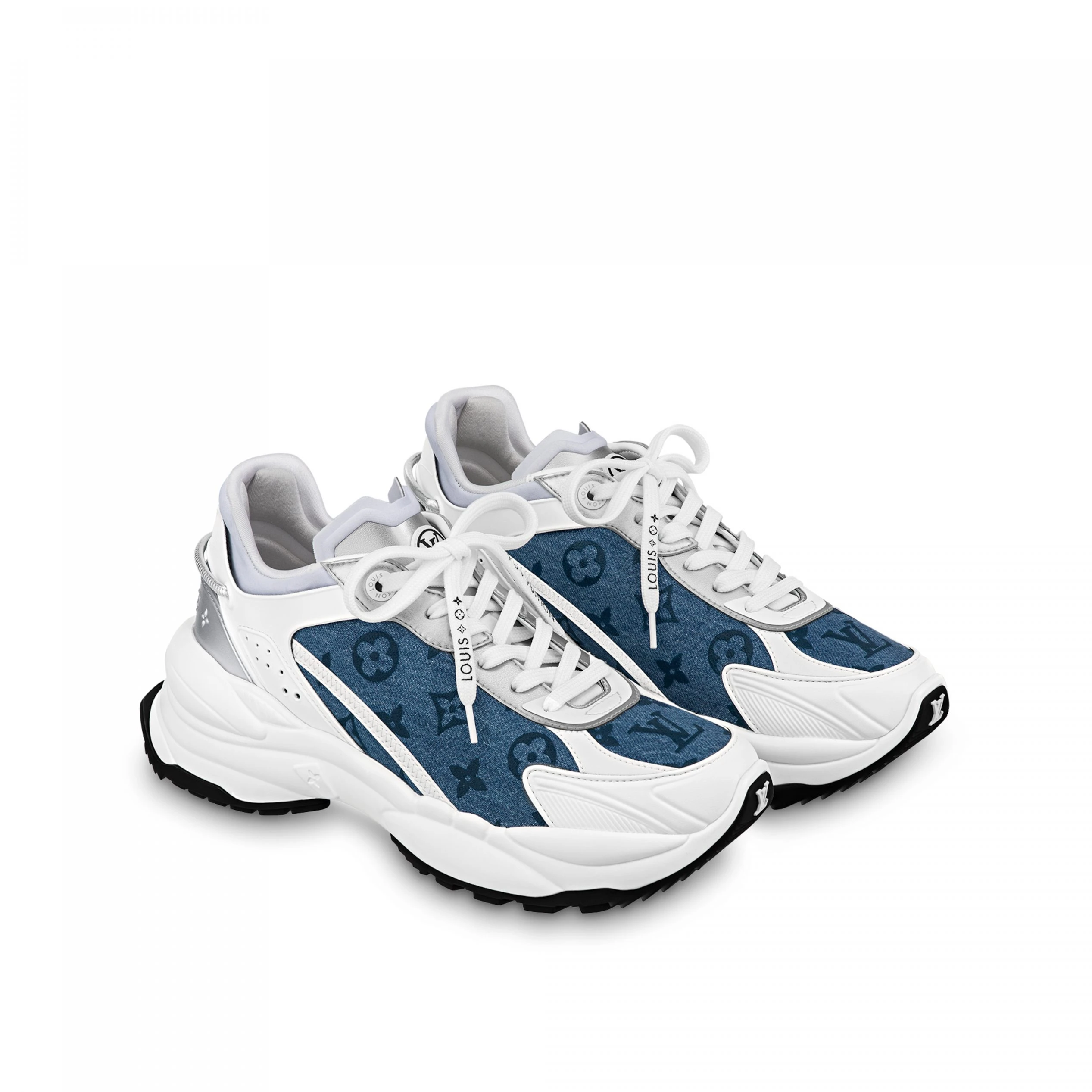 Mythick Louis Vuitton LV Run 55 Sneaker Monogram denim Blue 1ABHQR