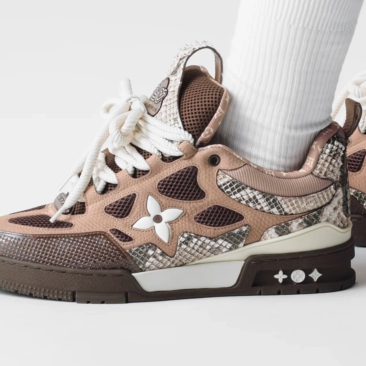Louis vuitton locations Louis Vuitton LV Skate Sneaker Since 54 Monogram Flowers Brown 1ABMG1