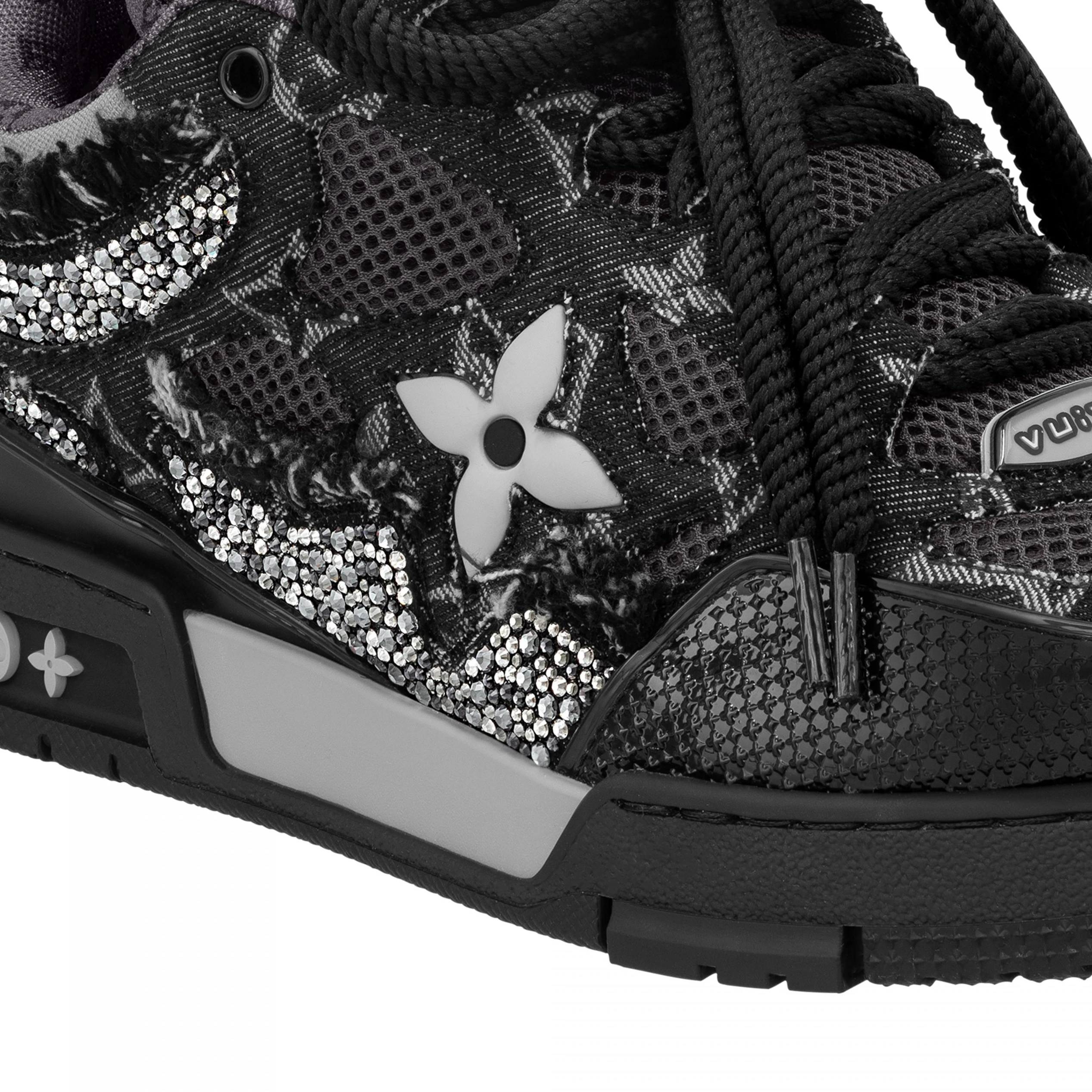 Replica bags Louis Vuitton LV Skate Sneaker Swarovski Crystals Monogram Denim Black 1ABMHZ