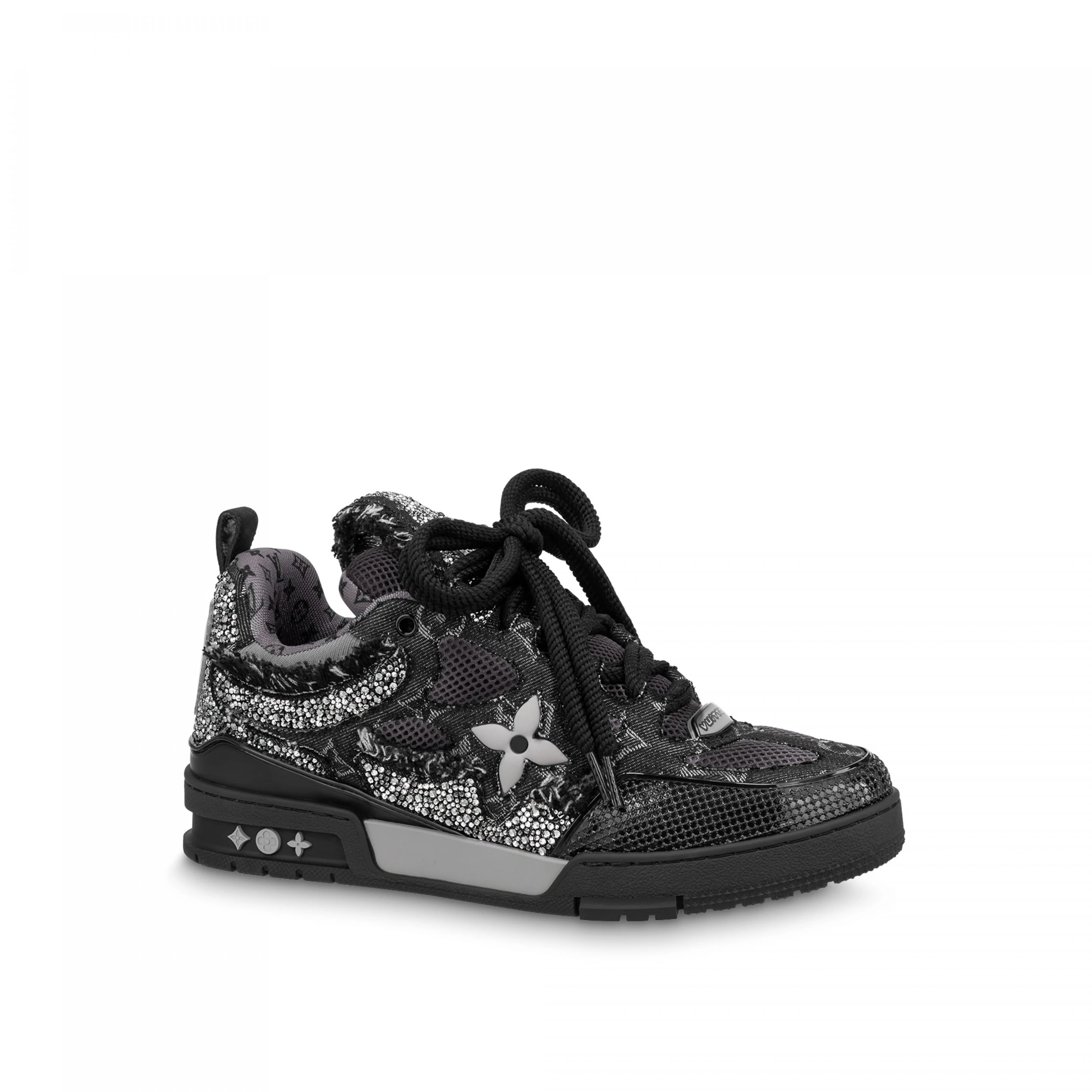 Replica bags Louis Vuitton LV Skate Sneaker Swarovski Crystals Monogram Denim Black 1ABMHZ