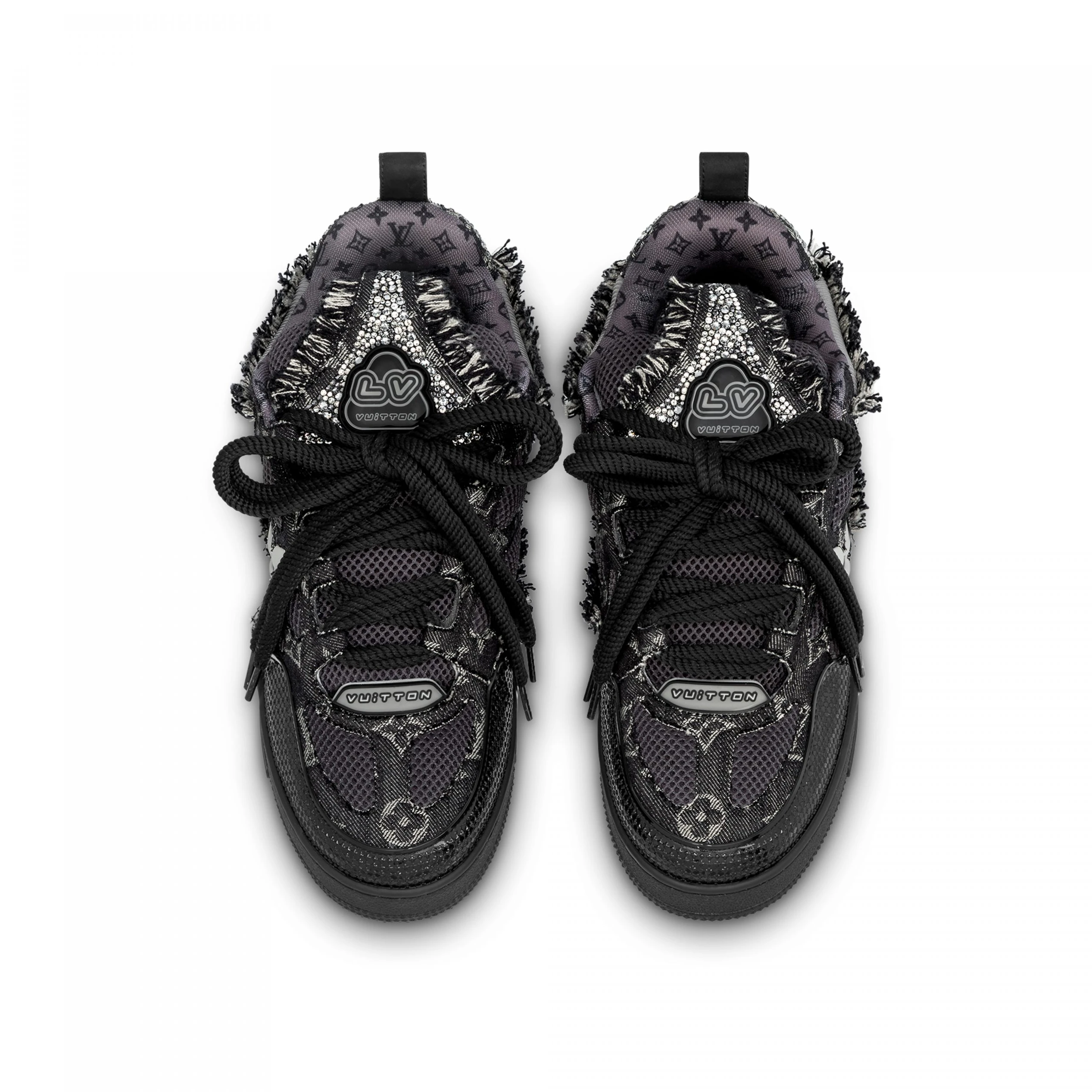 Replica bags Louis Vuitton LV Skate Sneaker Swarovski Crystals Monogram Denim Black 1ABMHZ