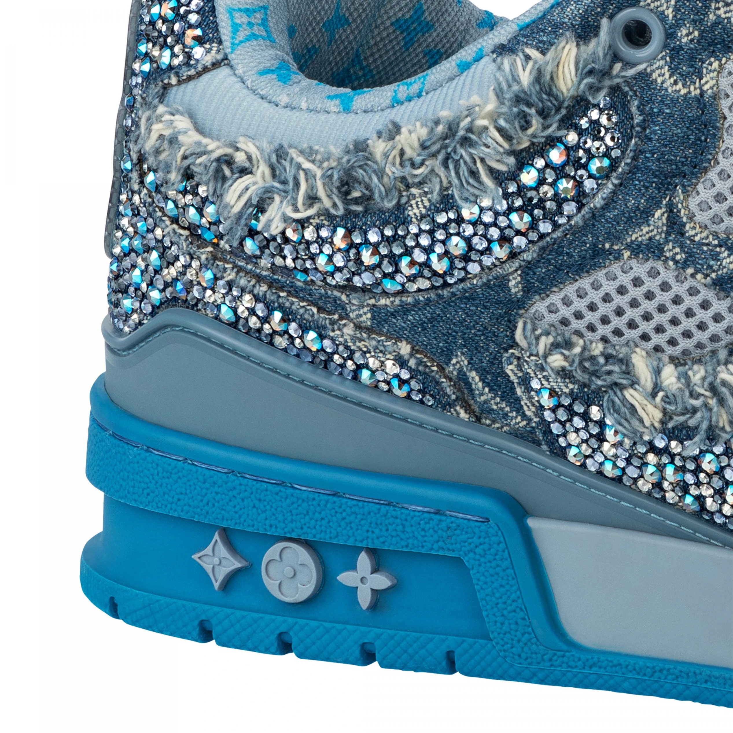 Replica bags Louis Vuitton LV Skate Sneaker Swarovski Crystals Monogram Denim Blue 1ABMHF
