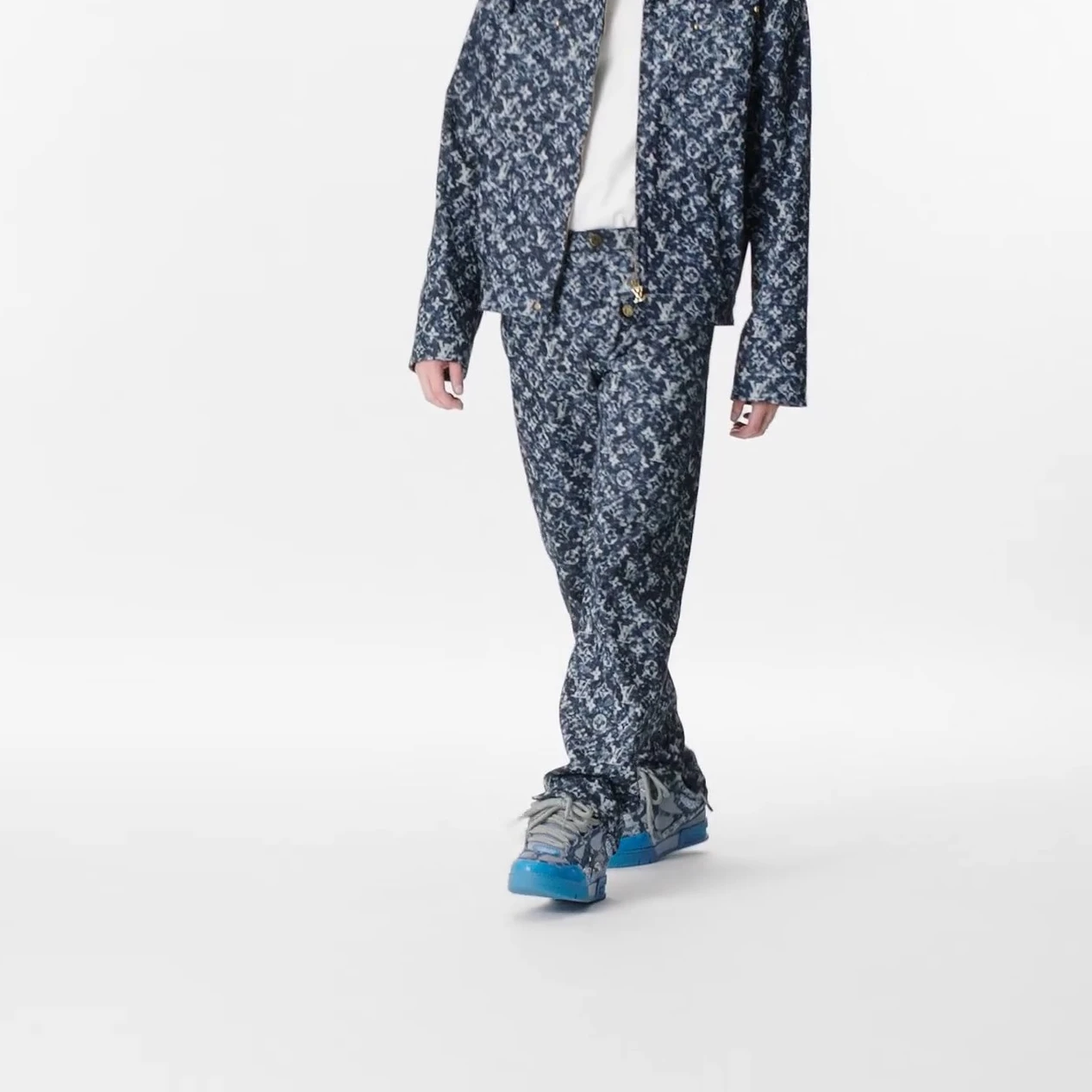 Replica bags Louis Vuitton LV Skate Sneaker Swarovski Crystals Monogram Denim Blue 1ABMHF
