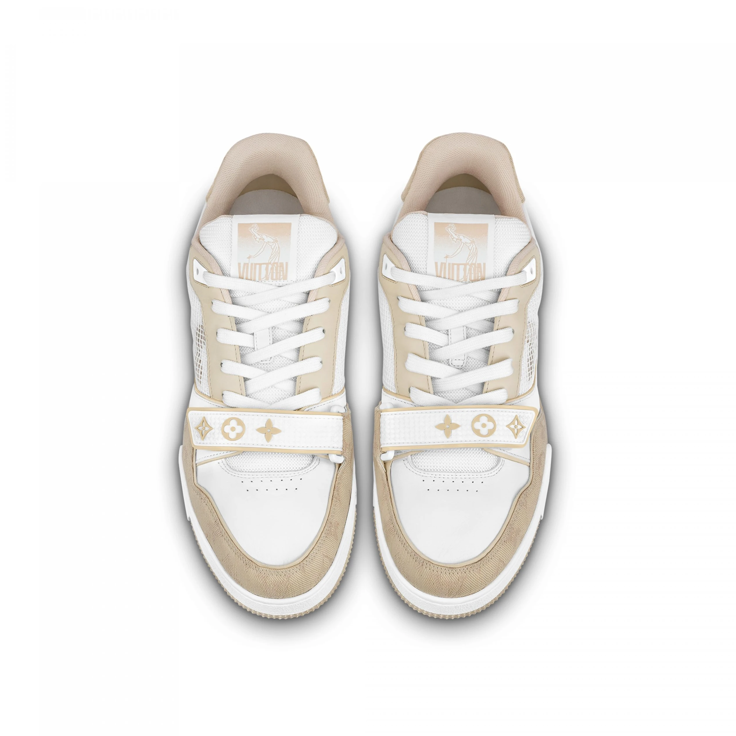Mythick.ru Louis Vuitton LV Trainer Sneaker Velcro strap Monogram denim Beige 1A9ZC0