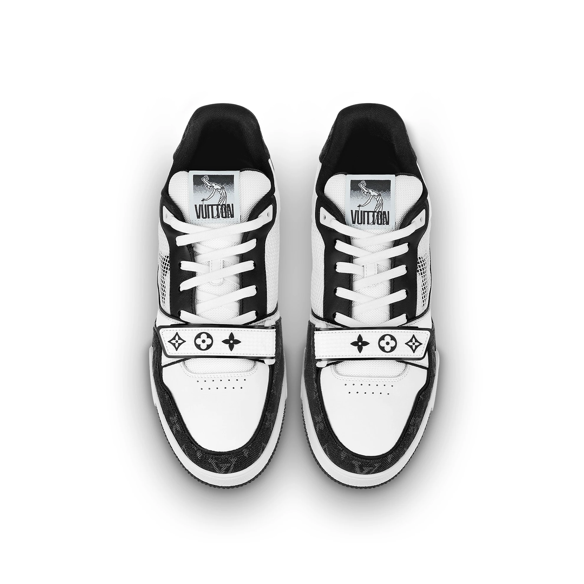 Top lv Louis Vuitton LV Trainer Sneaker Velcro strap Monogram denim Black 1A9ZAU