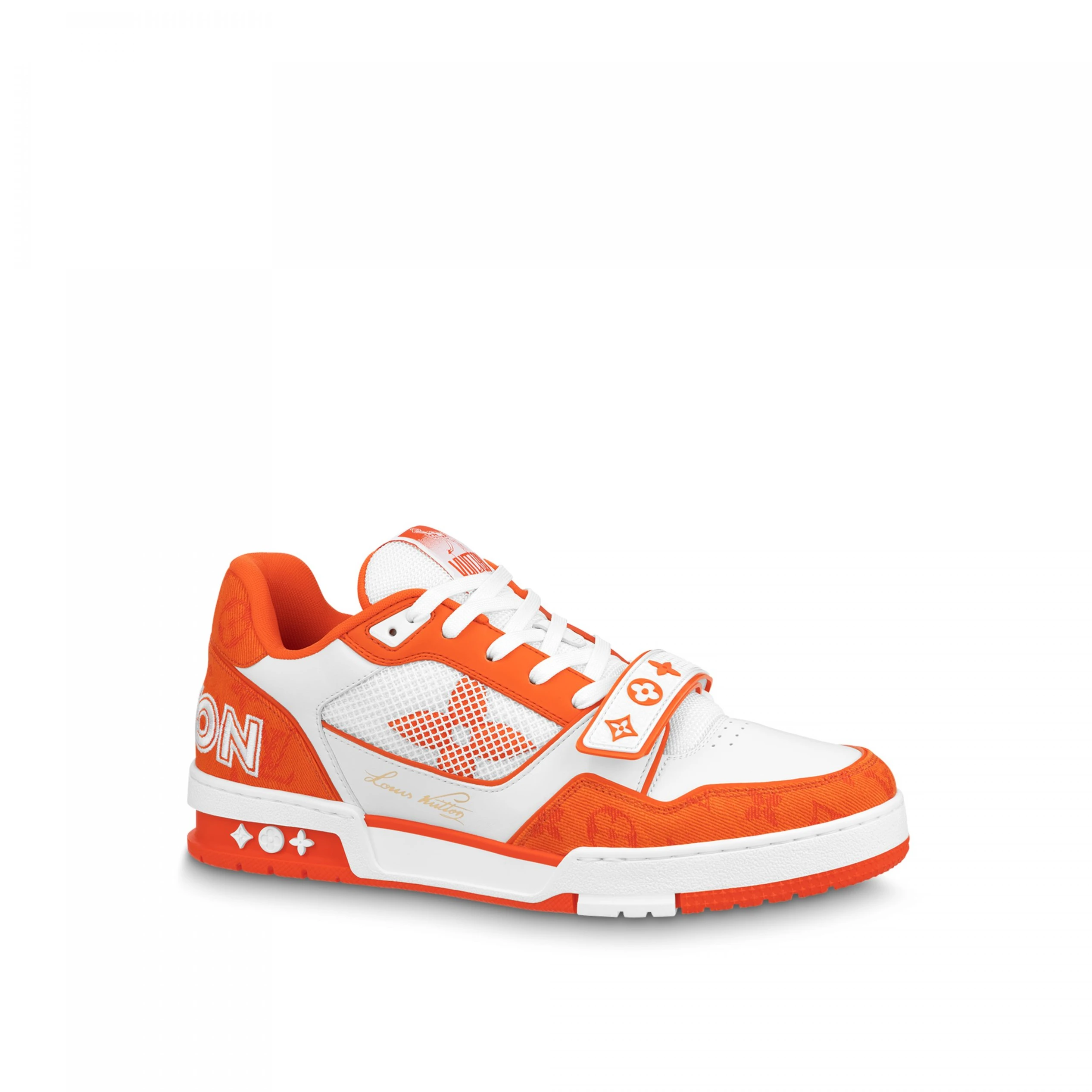 Louis Vuitton LV Trainer Sneaker Velcro strap Monogram denim Orange 1A9ZBG