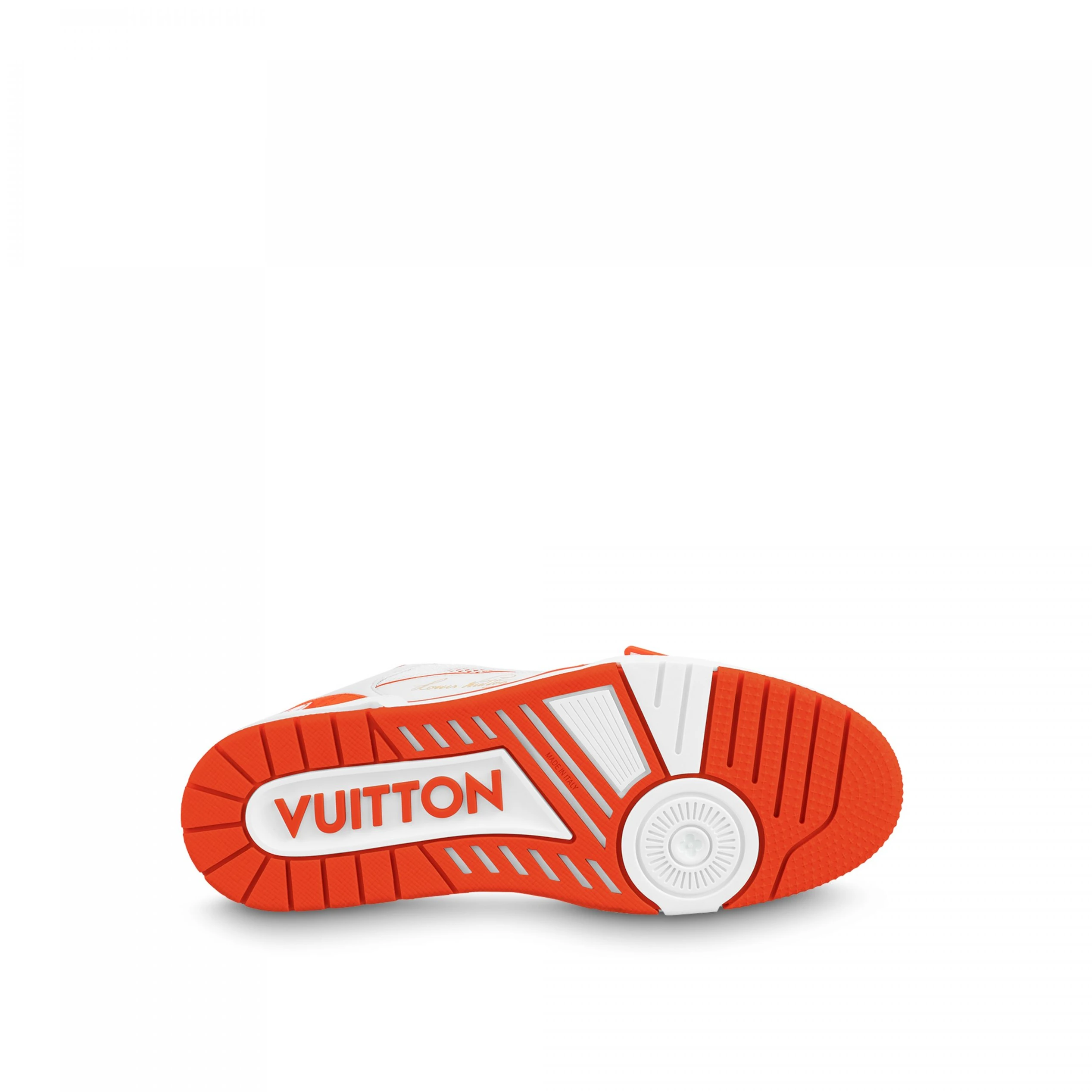 Lv belts replica Louis Vuitton LV Trainer Sneaker Velcro strap Monogram denim Orange 1A9ZBG
