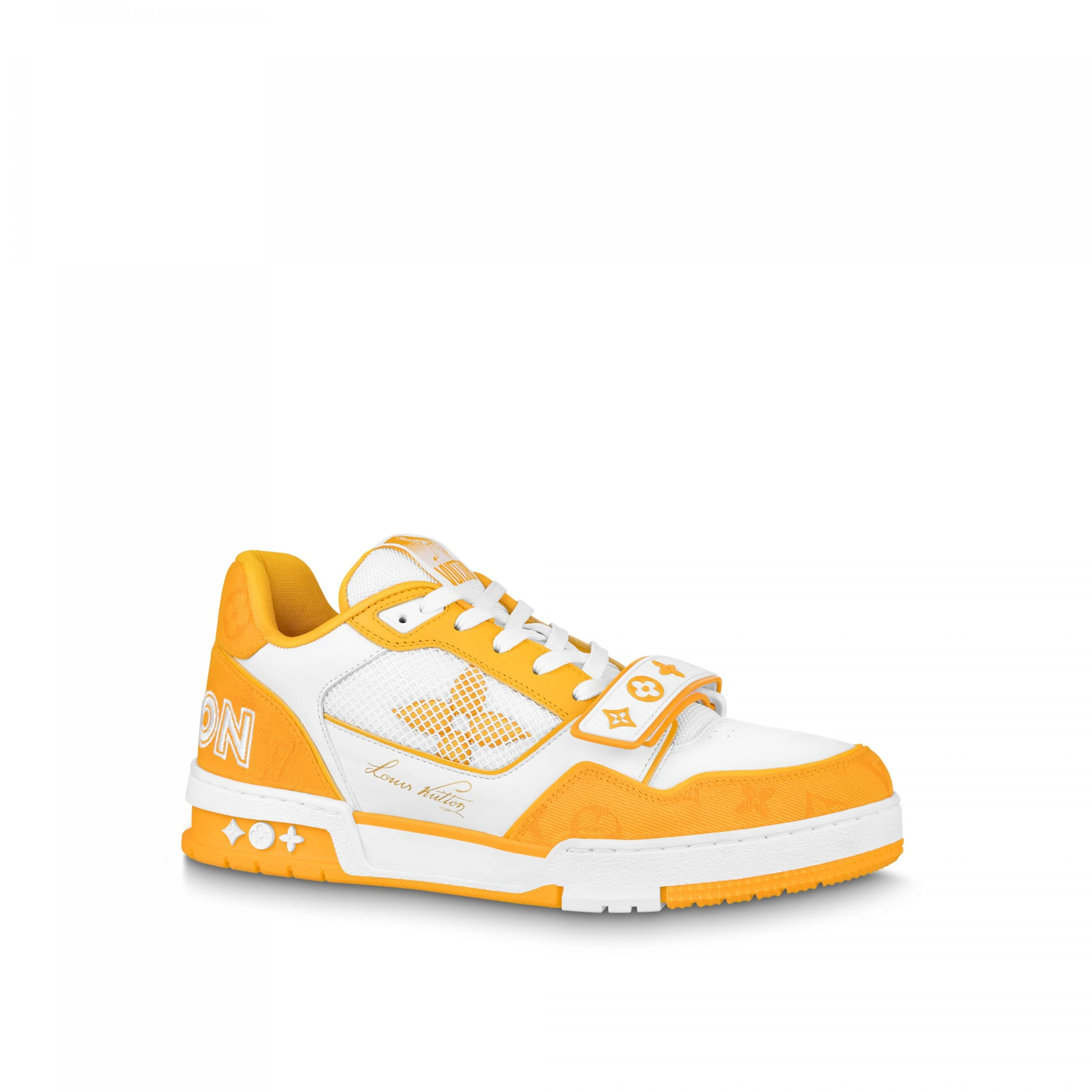 Louis Vuitton LV Trainer Sneaker Velcro strap Monogram denim Yellow 1A9ZD4