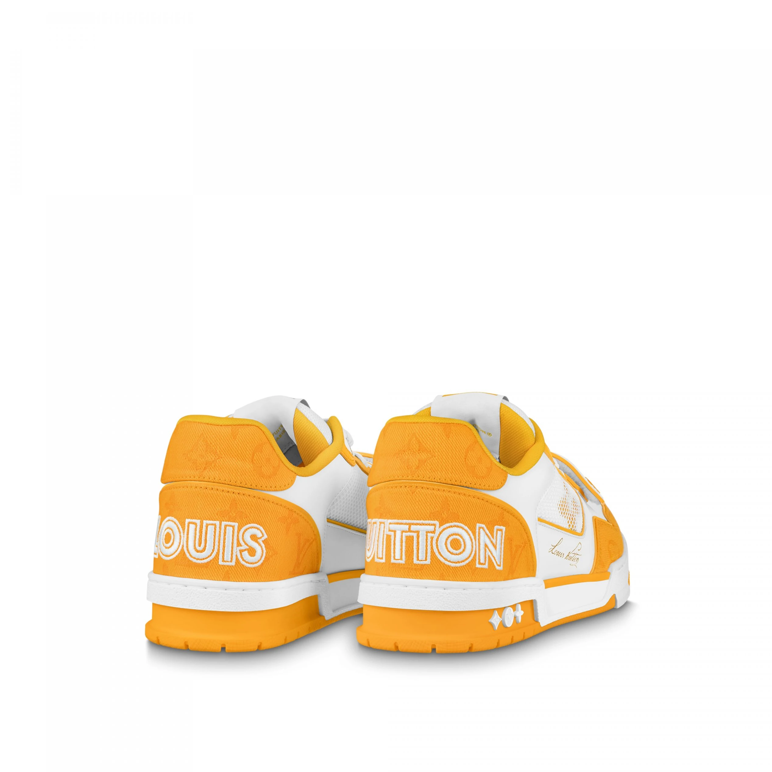 Replica bags lv Louis Vuitton LV Trainer Sneaker Velcro strap Monogram denim Yellow 1A9ZD4