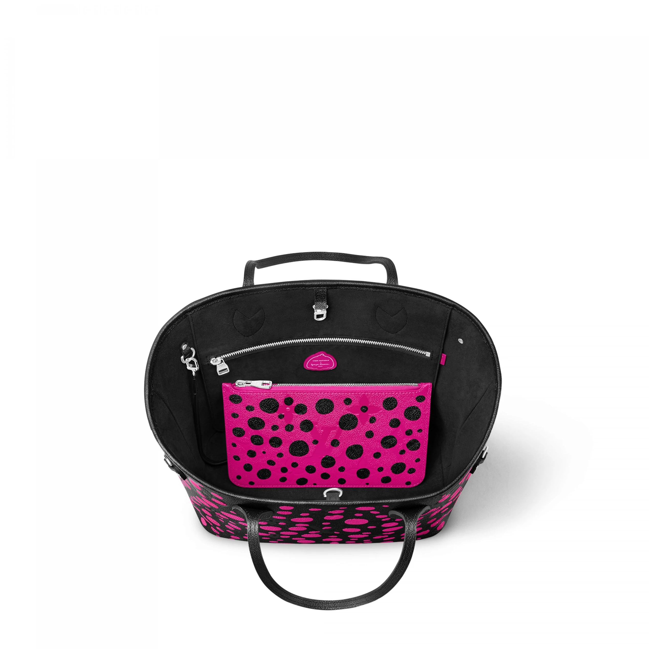 Louis vuitton locations Louis Vuitton LV x YK Neverfull MM M46419 Noir Fuchsia