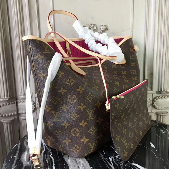 Top lv Louis Vuitton M41178 Neverfull MM Shoulder Bag Monogram Canvas