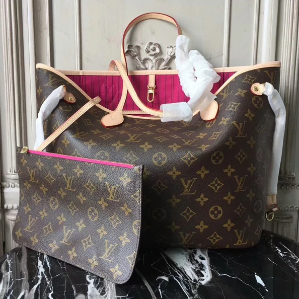 Top lv Louis Vuitton M41178 Neverfull MM Shoulder Bag Monogram Canvas