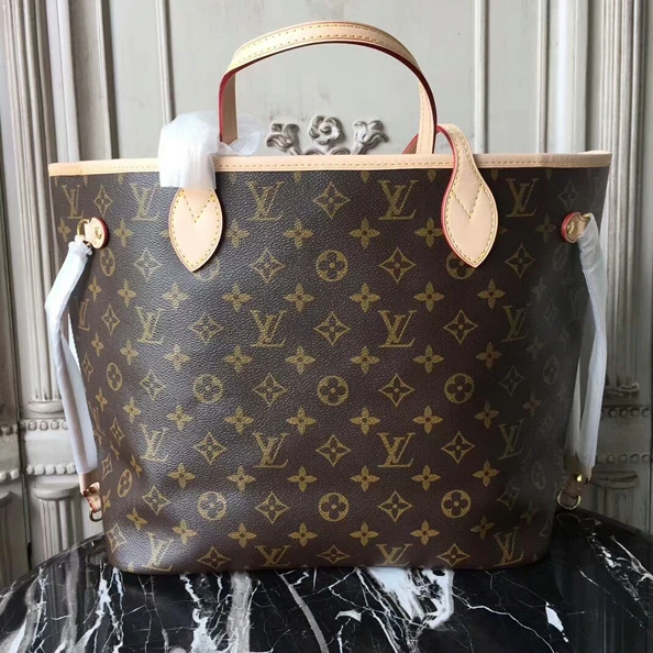 Top lv Louis Vuitton M41178 Neverfull MM Shoulder Bag Monogram Canvas